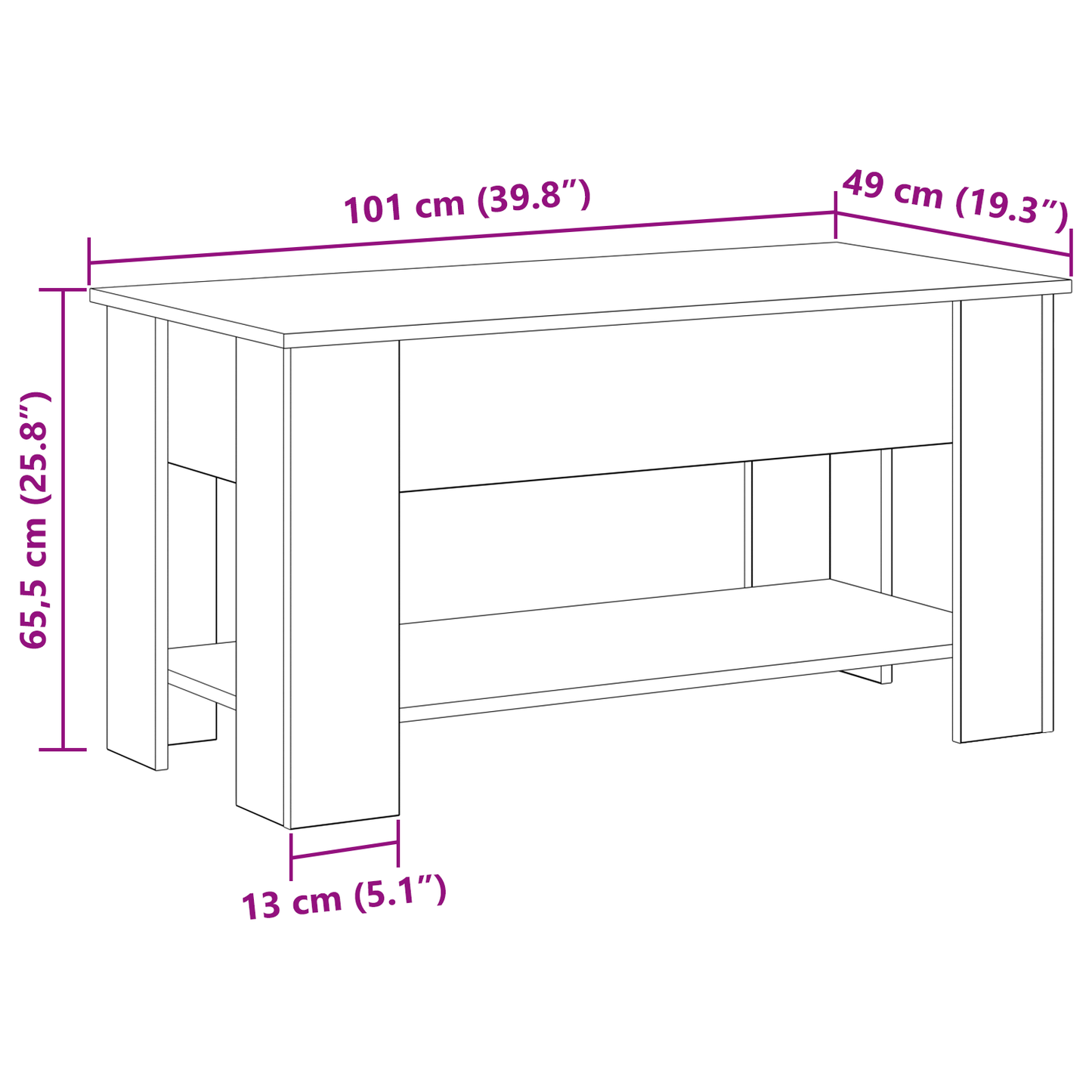 Sort Eg Kaffebord - 101X49X52 Cm Lavet Af Konstrueret Træ