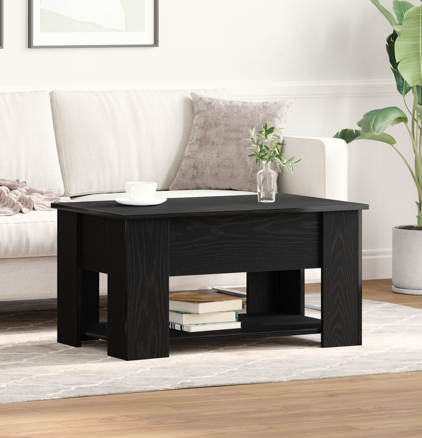Sort Eg Kaffebord 79X49X41 Cm Lavet Af Ingeniørtræ