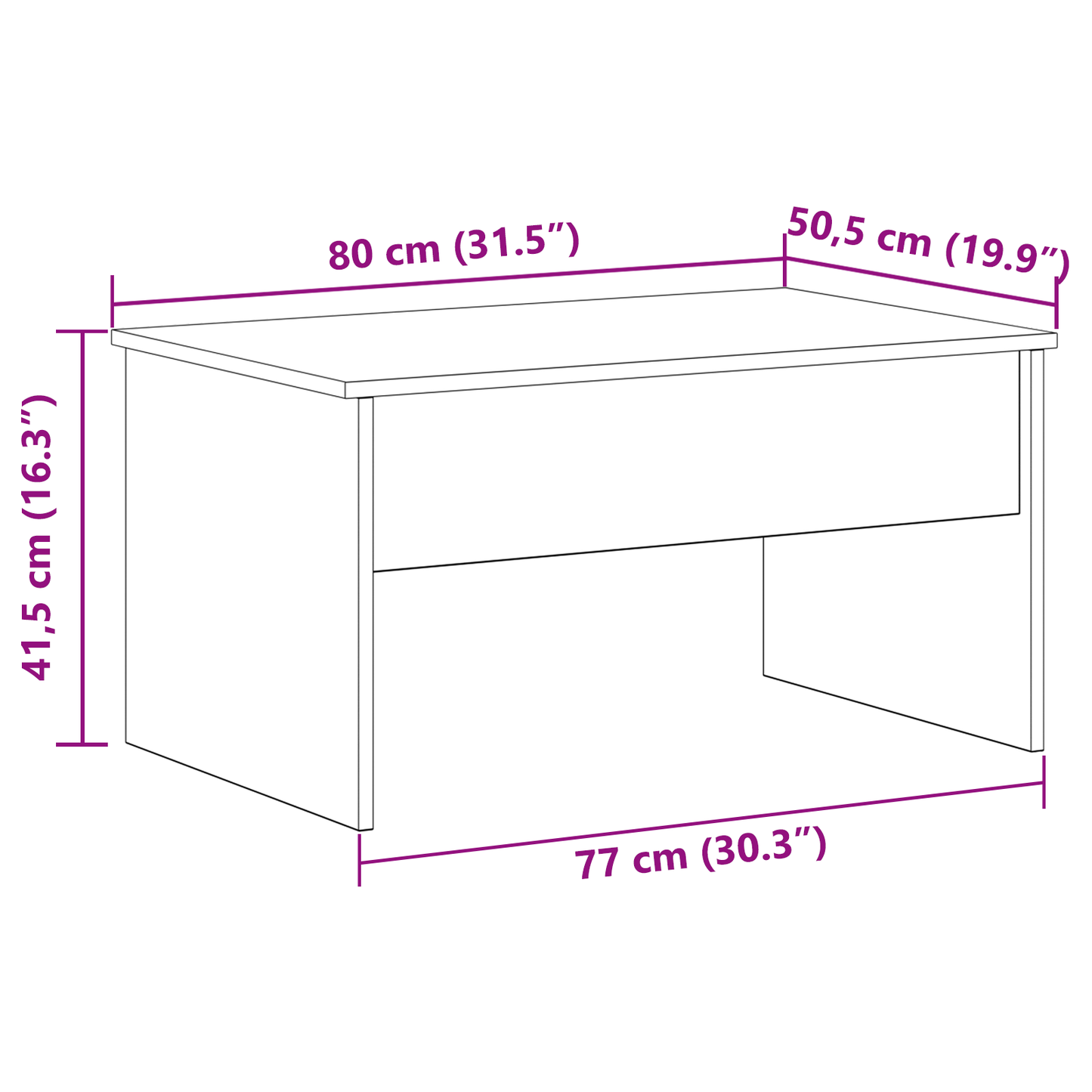 Sort Eg Kaffebord - 80 X 50,5 X 41,5 Cm