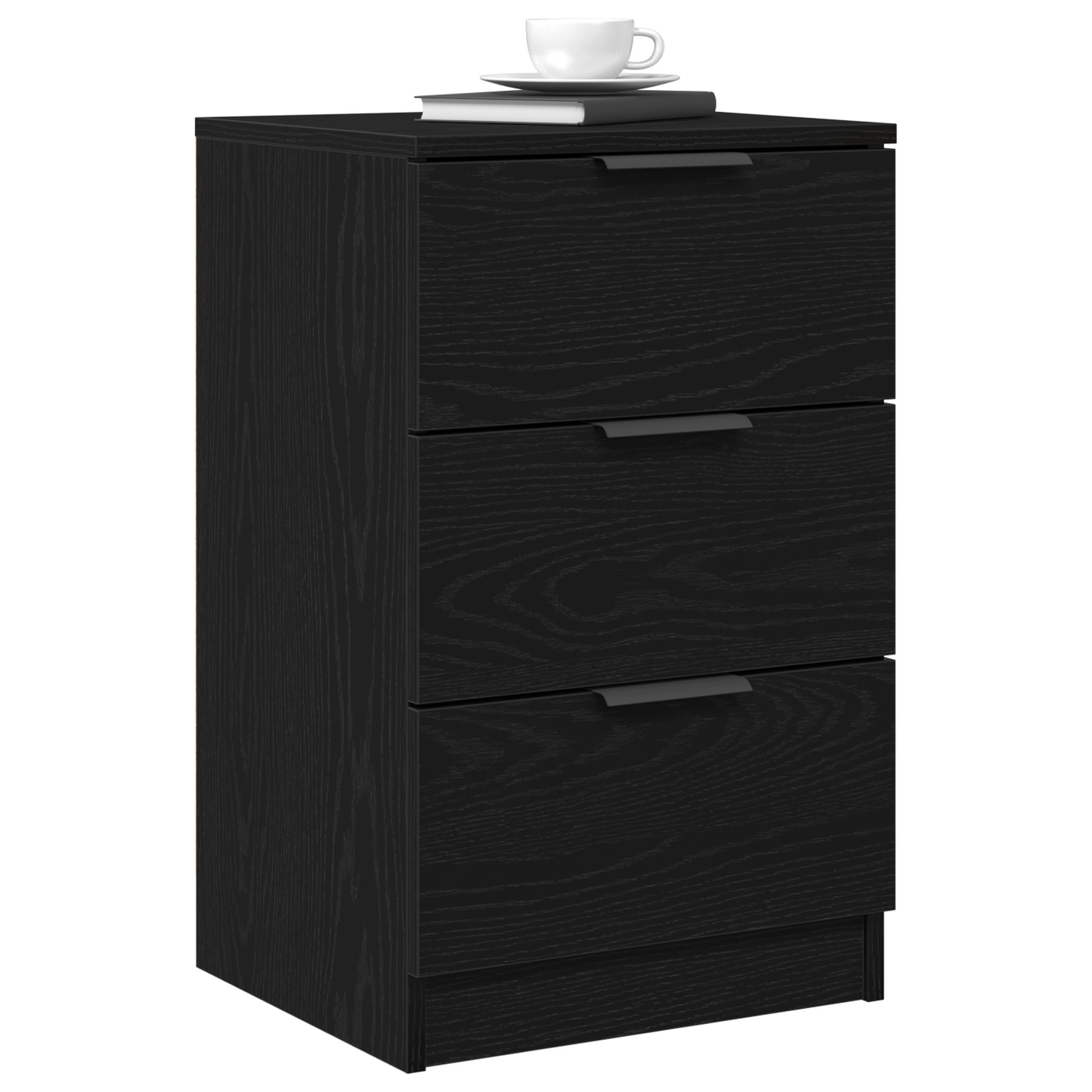 Sengeborde 2 Pakke Sort Eg 40X65X65 Cm Lavet Af Konstrueret Træ