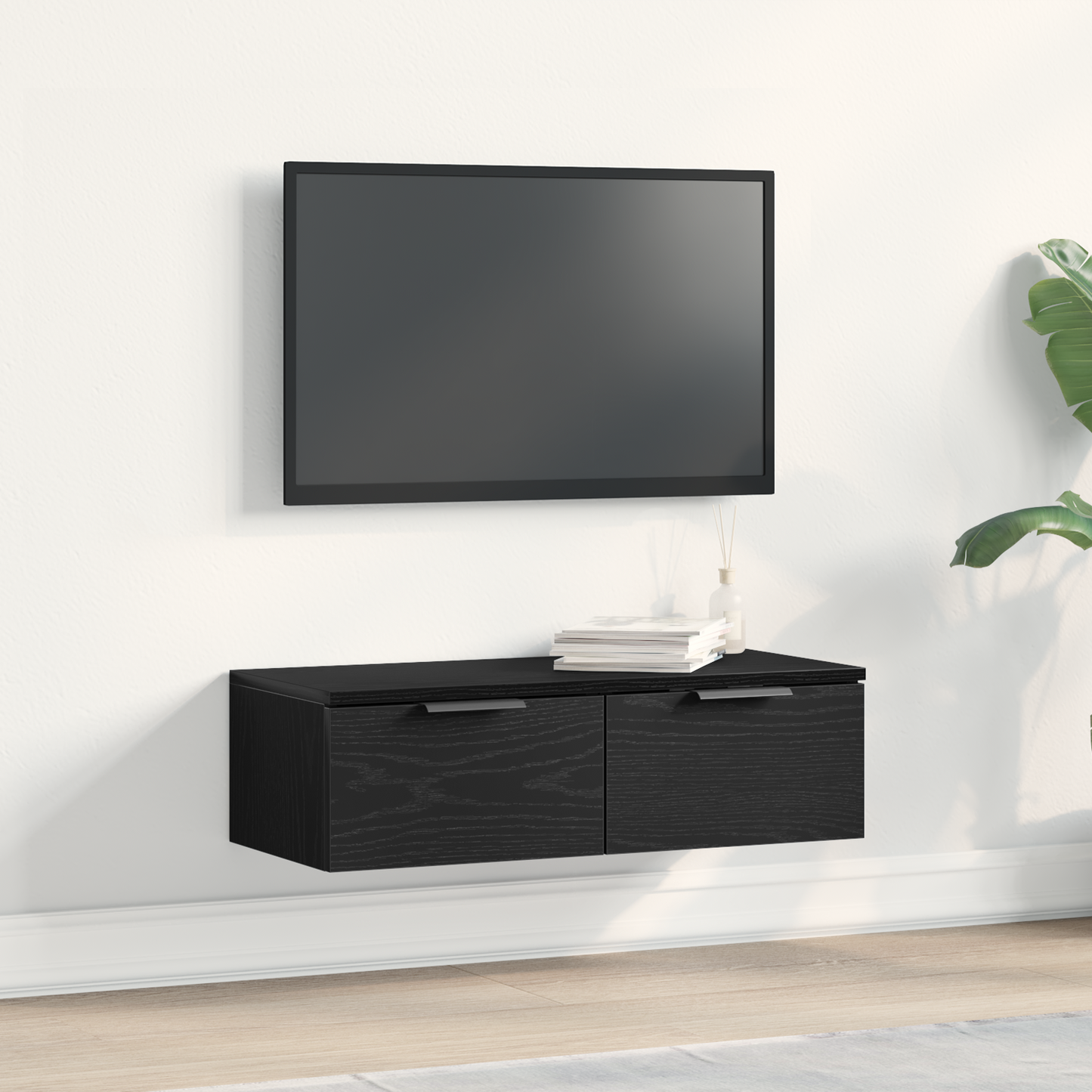 Sort Eg Vægskab 68X30X20 Cm Fremstillet Af Ingeniørtræ