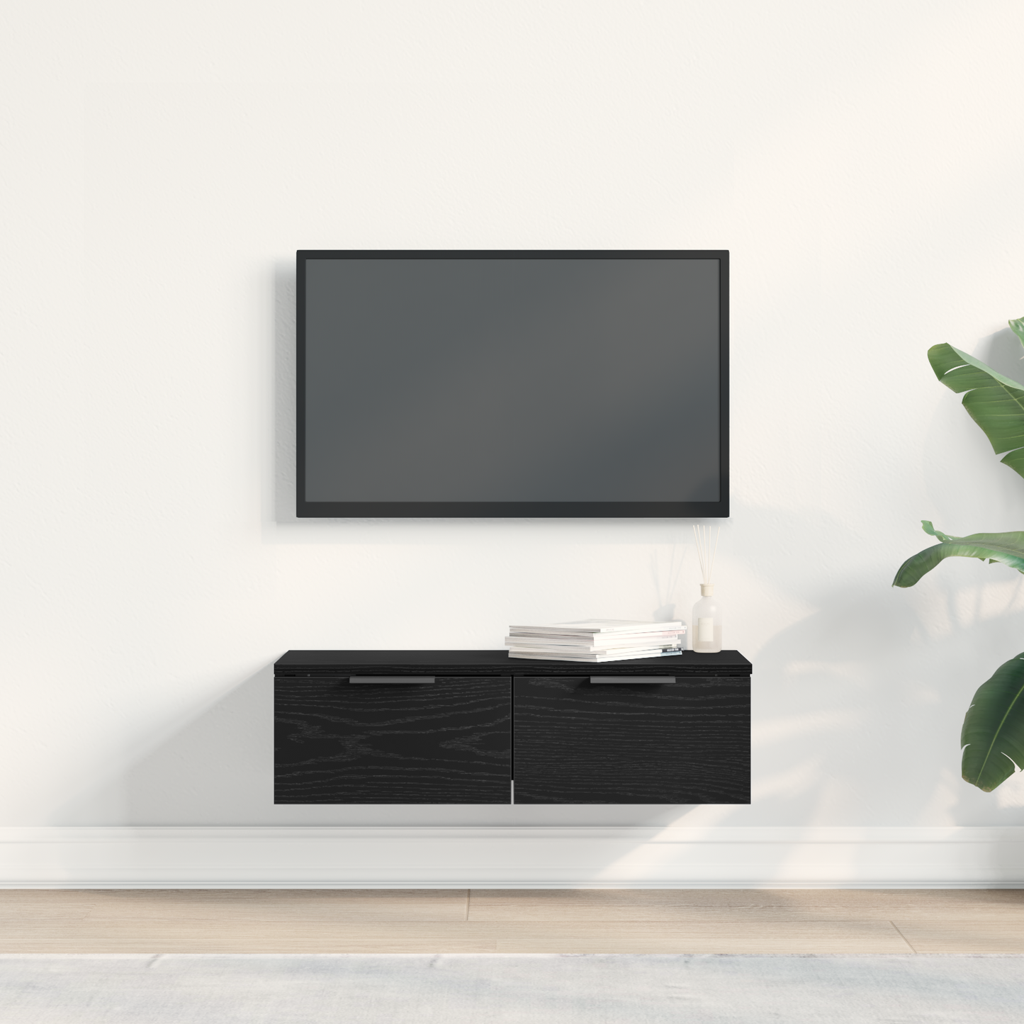 Sort Eg Vægskab 68X30X20 Cm Fremstillet Af Ingeniørtræ