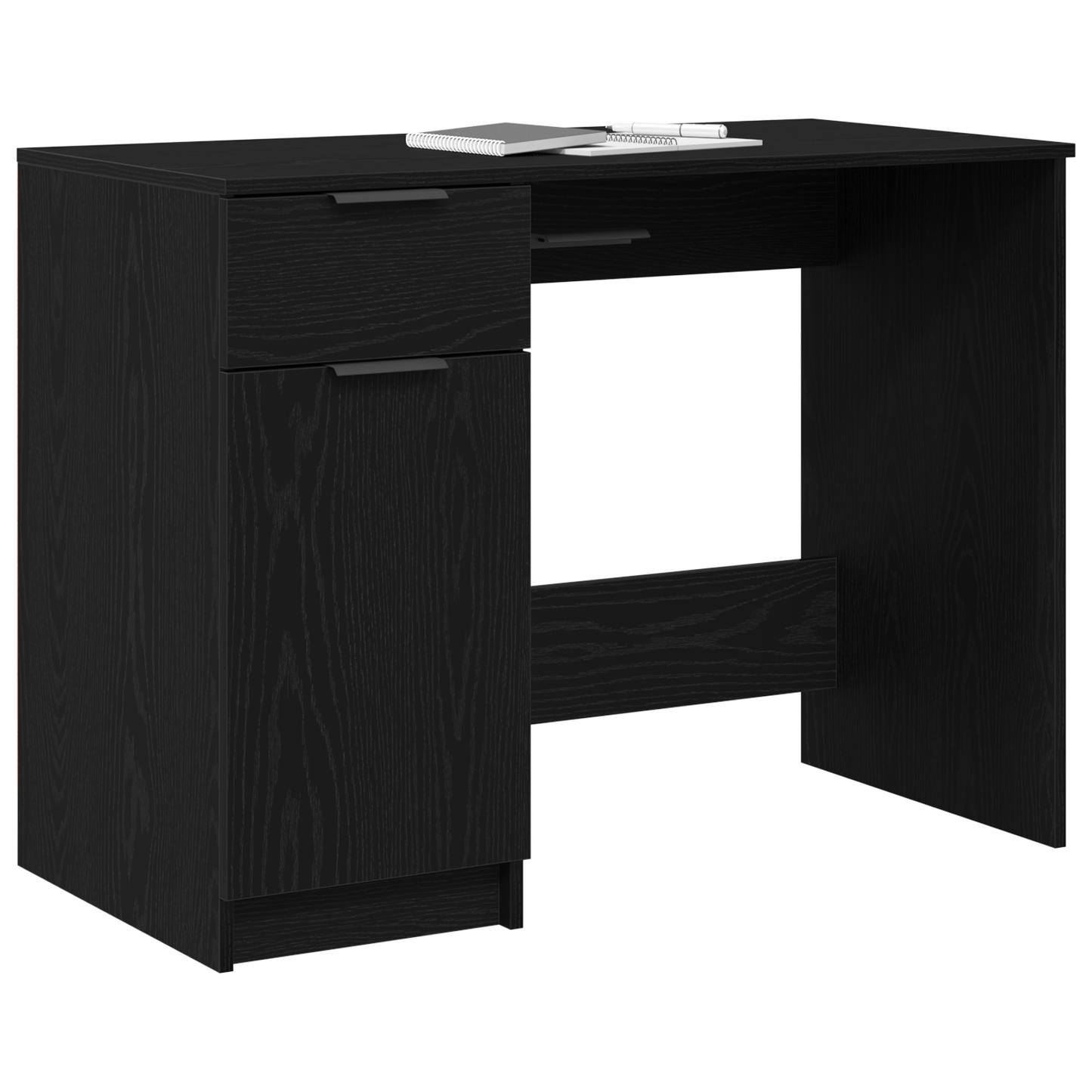 Sort Eg Skrivebord - 100X50X75 Cm - Lavet Af Konstrueret Træ