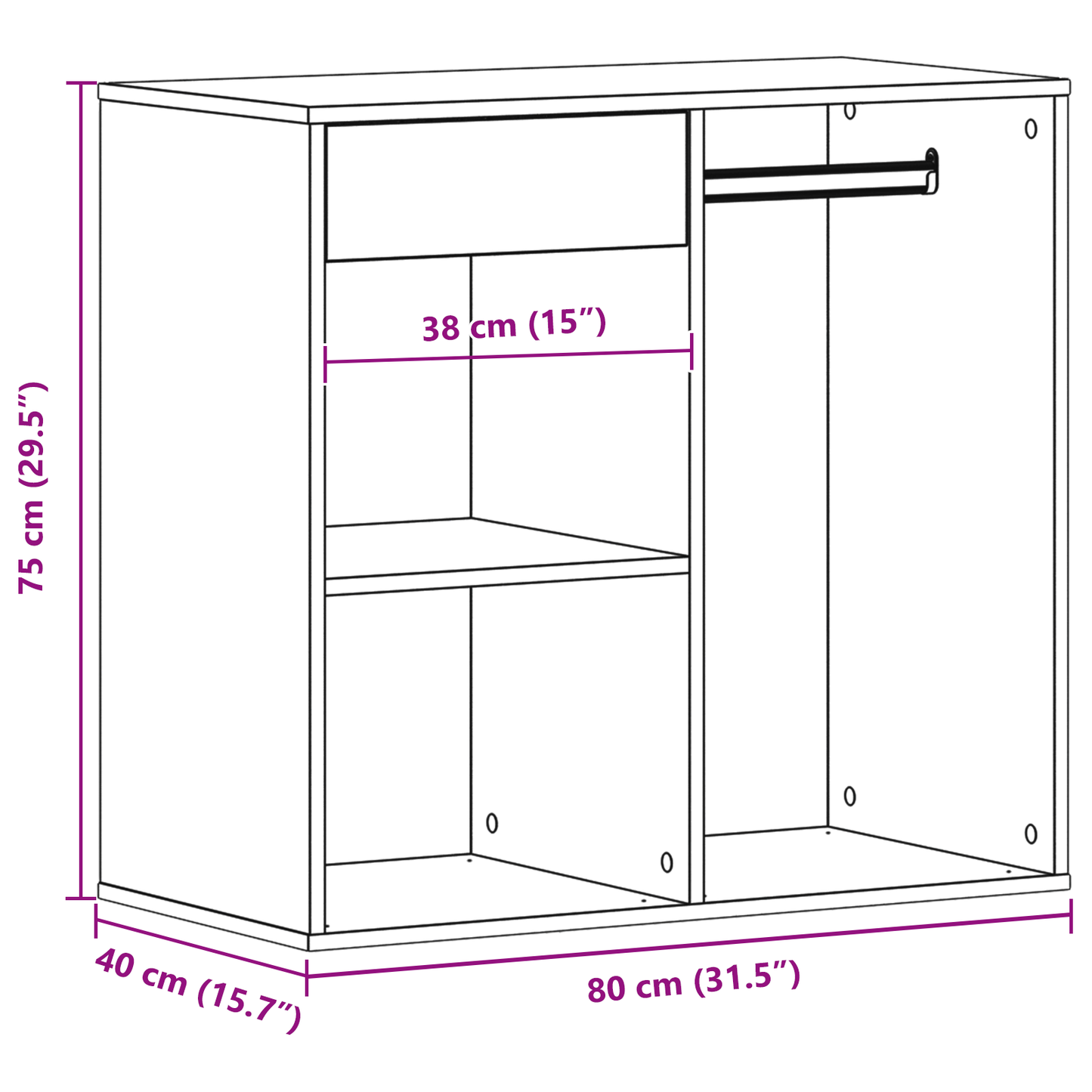 Sort Eg Kosmetiks Cabinet 80X40X75 Cm Lavet Af Konstrueret Træ