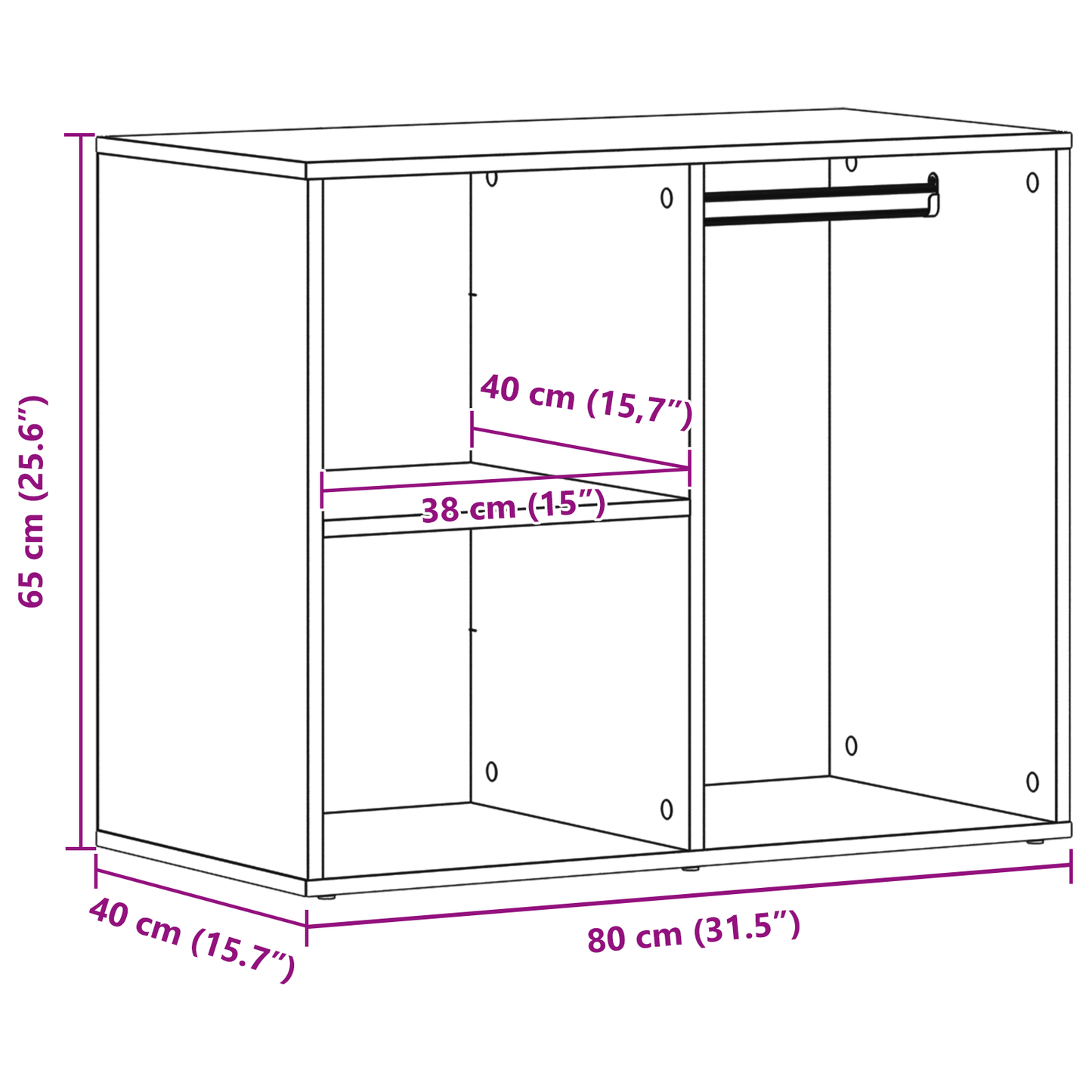 Sort Eg Kosmetisk Skab - 80X40X65 Cm
