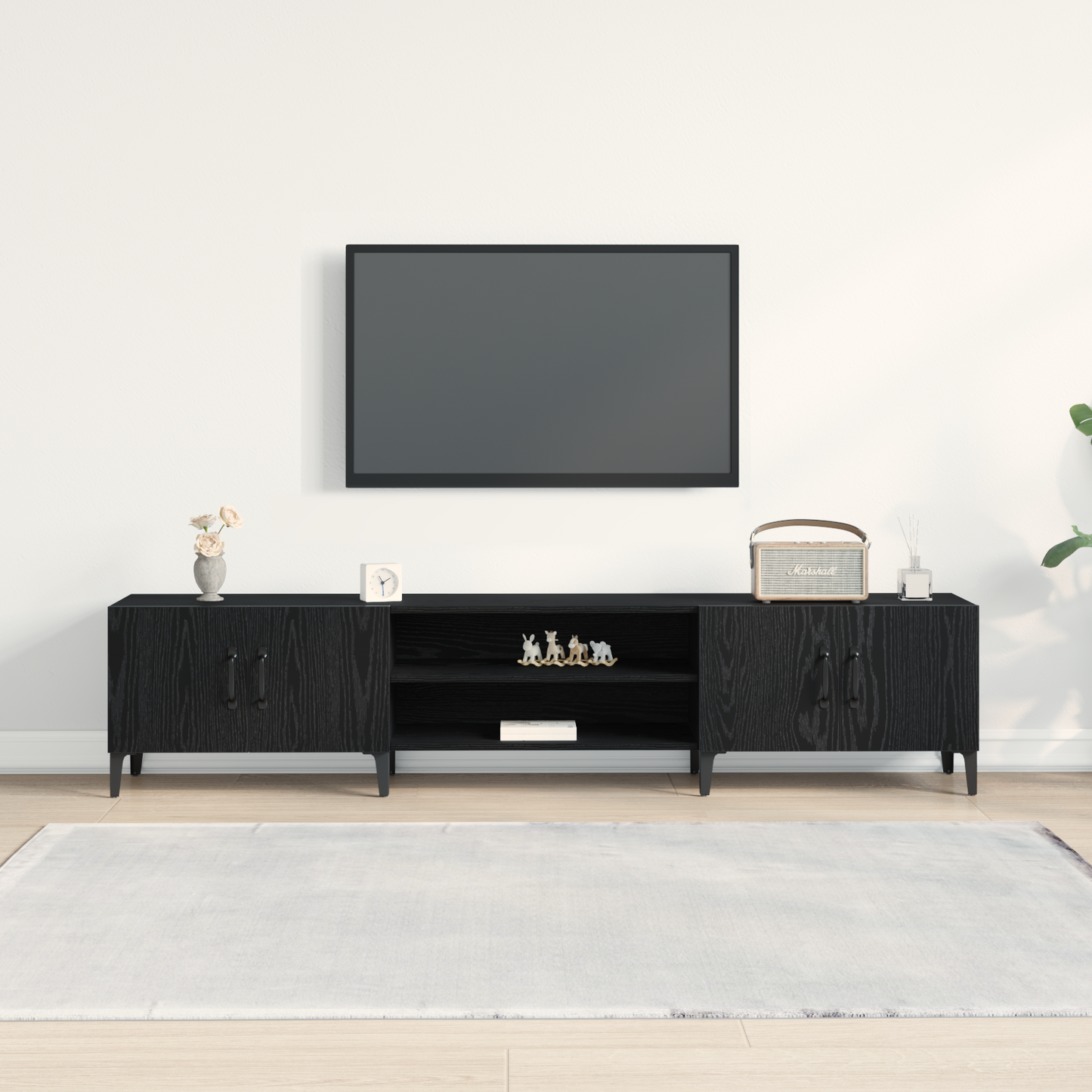 Tv-Skab Sort Eg 180 X 31.5 X 40 Cm Konstrueret Træ