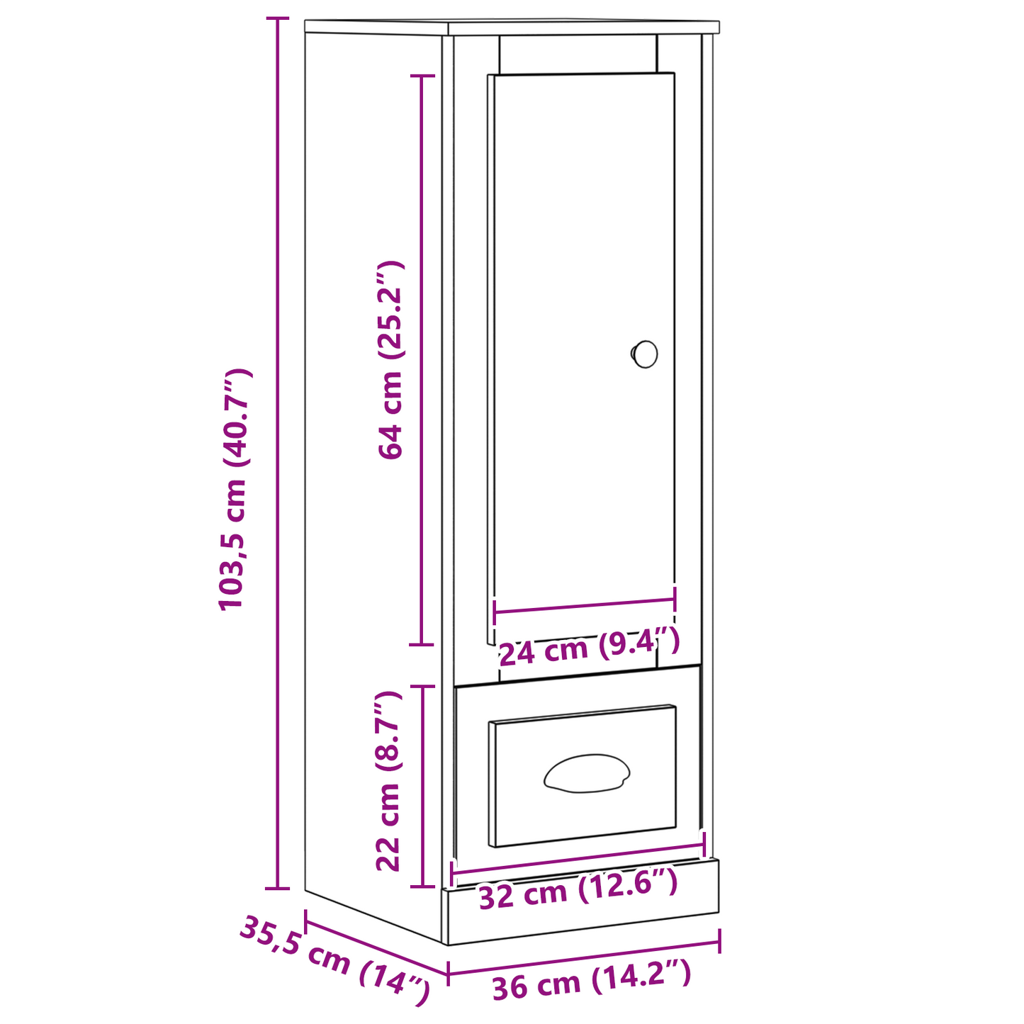 Highboard Sort Eg Sort Eg 36 X 35,5 X 103,5 Cm Konstrueret Træ