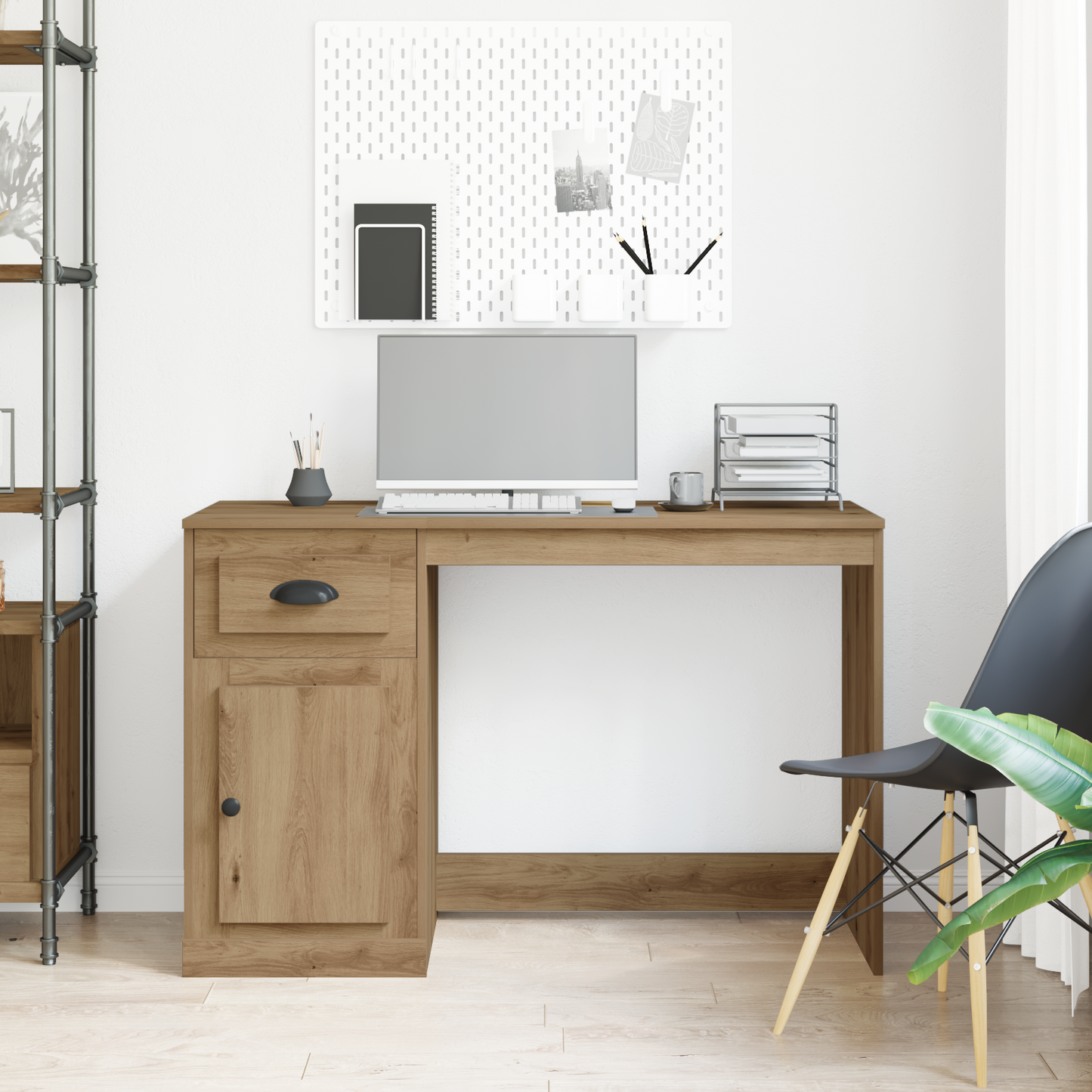 Skrivebord Med Opbevaring Artisan Eg 50X115X75 Cm Konstrueret Træ