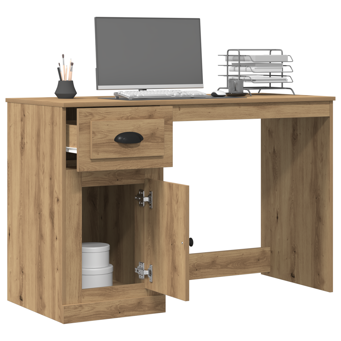 Skrivebord Med Opbevaring Artisan Eg 50X115X75 Cm Konstrueret Træ