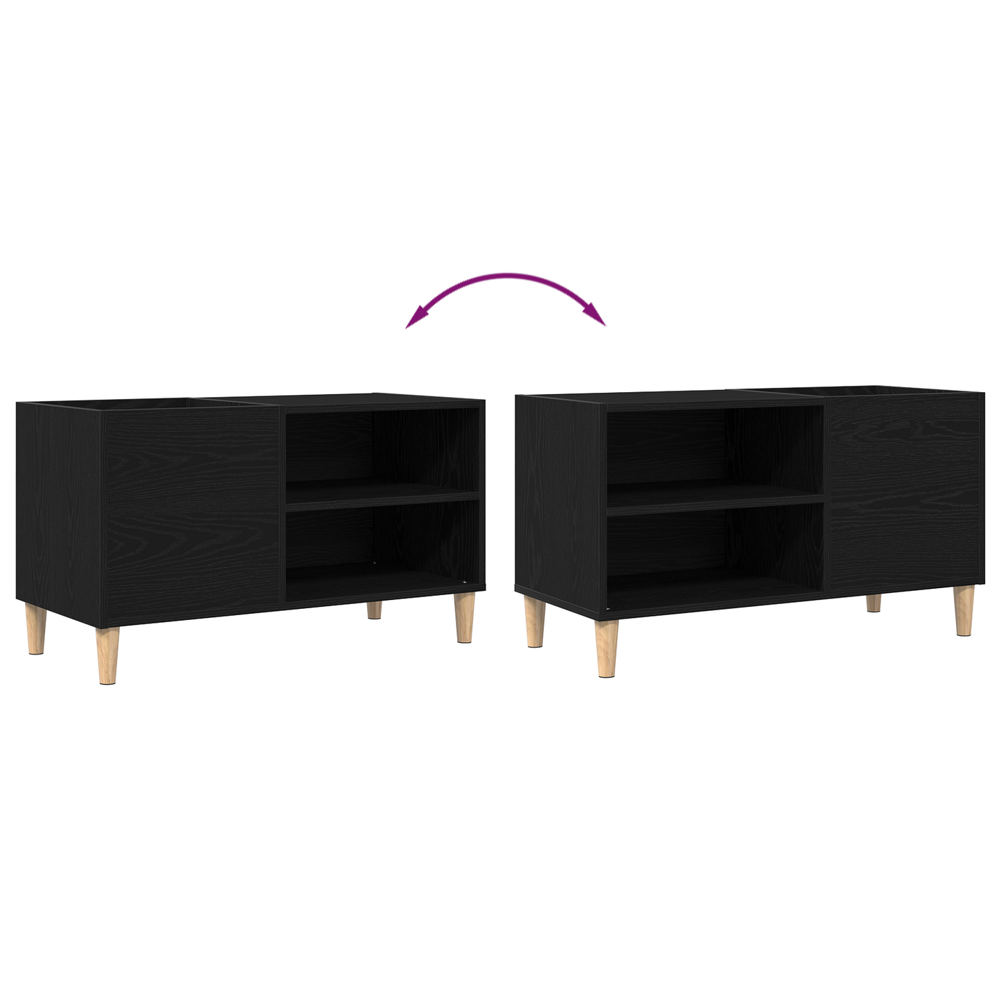 Recordskab Sort Eg 84,5X38X48 Cm Konstrueret Træ