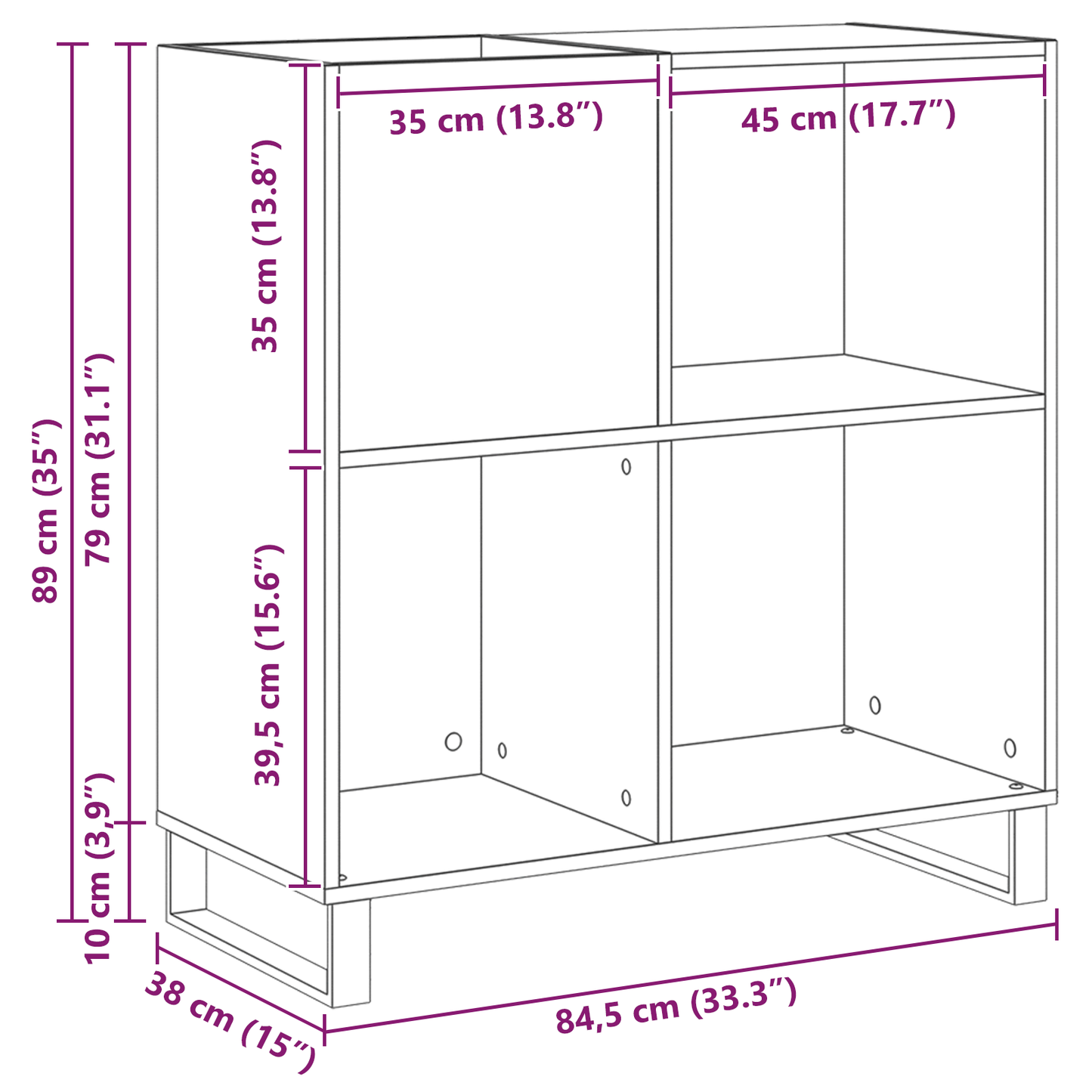 Pladeskab Med Hylde Artisan Eg 85 X 38 X 89 Cm Konstrueret Træ