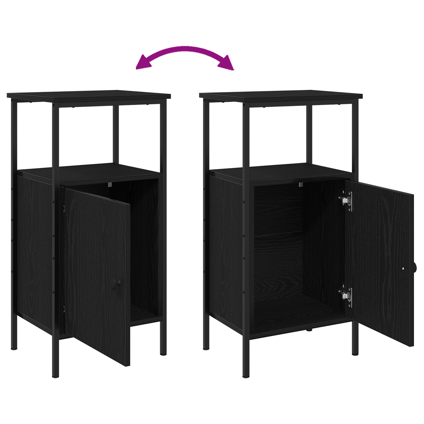 Sengeborde 2 Stk Sort Eg 41X31X80 Cm Ingeniørtræ