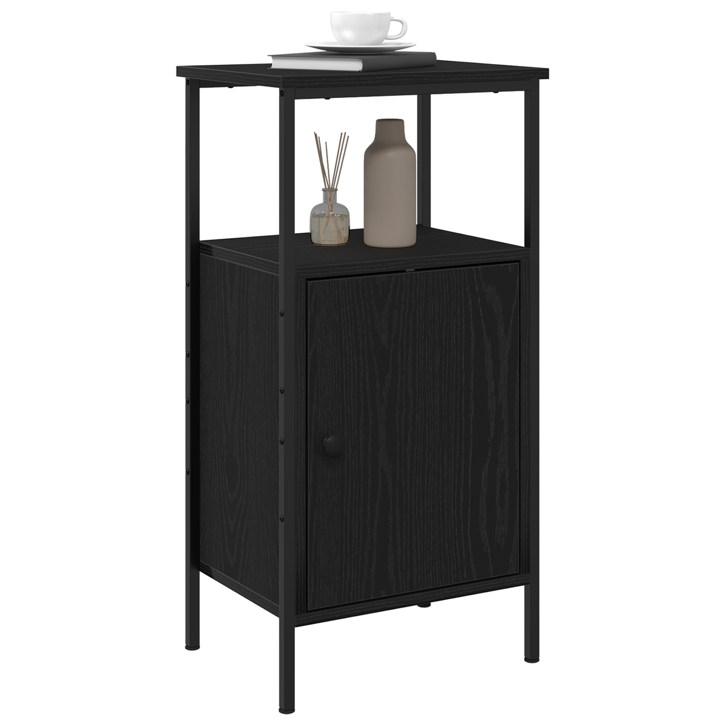 Sengeborde 2 Stk Sort Eg 41X31X80 Cm Ingeniørtræ