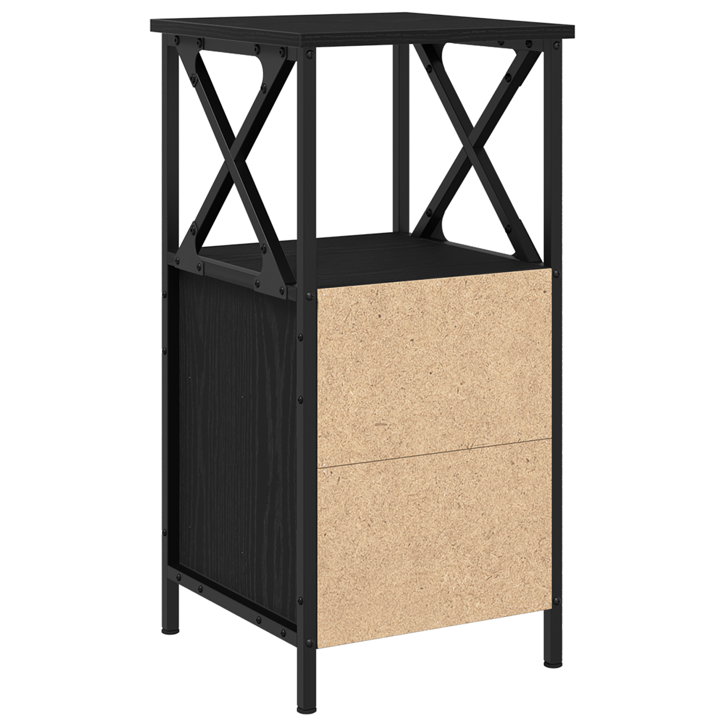 Natbord 2 Stk Sort Egetræ 34X35,5X70 Cm Konstruktionstræ