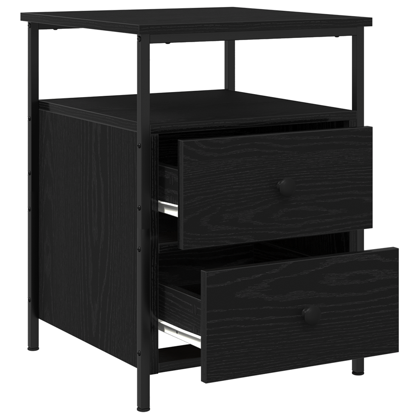 Sengebord 2 Stk Sort Eg 44X45X60 Cm Konstrueret Træ
