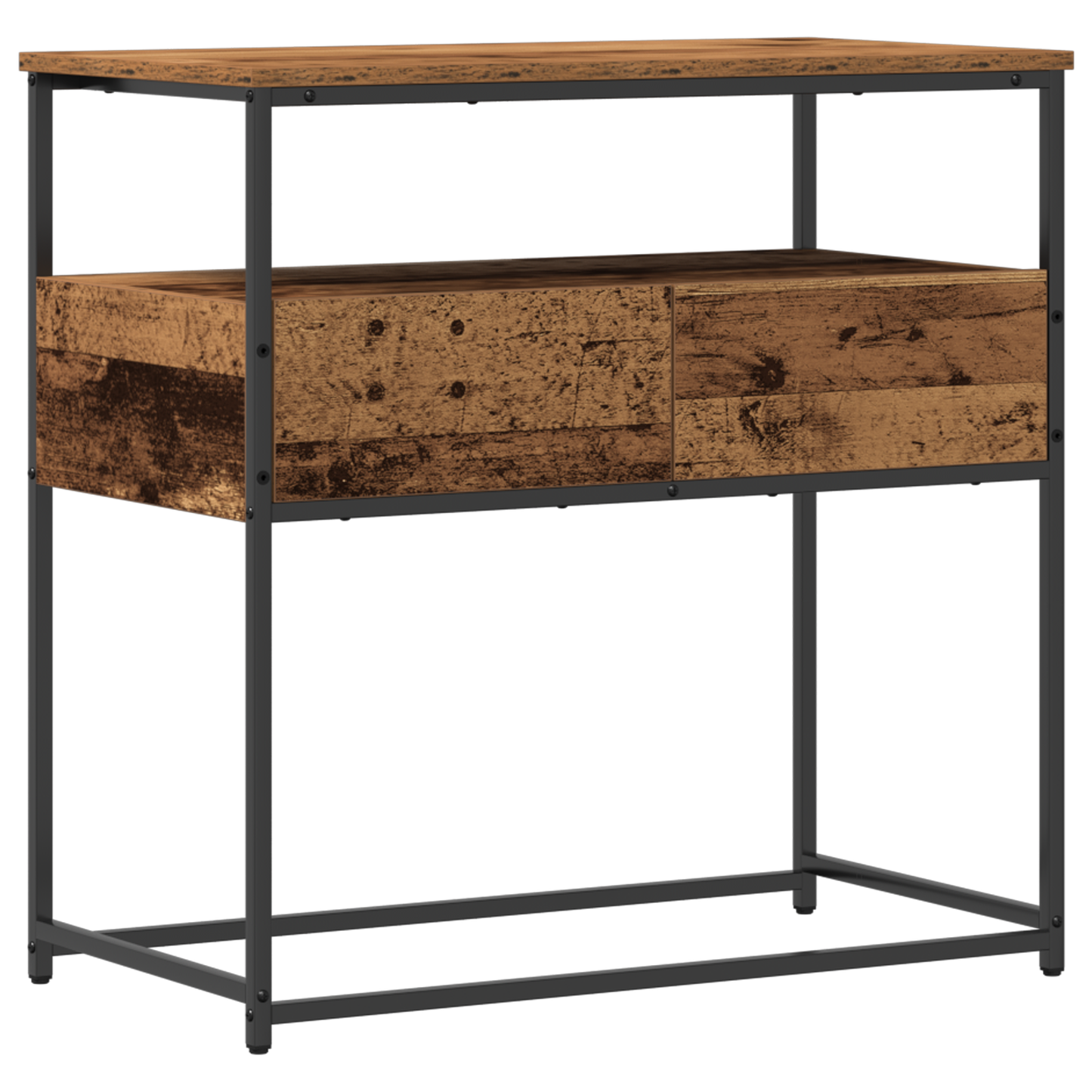 Konsolbord Gammel Træ 75X40X75 Cm Ingeniørtræ Og Stål