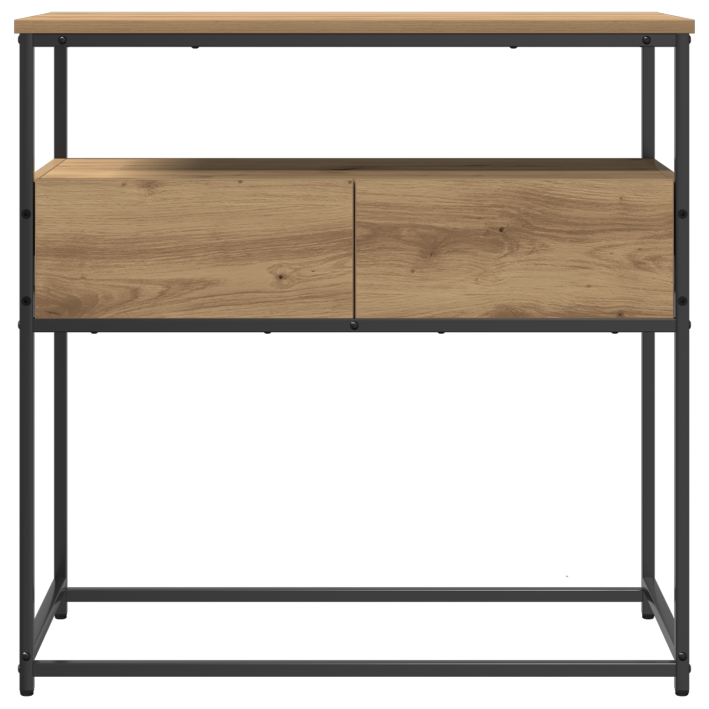 Konsolbord Artisanal Egetræ 75X40X75 Cm Konstrueret Træ Og Stål