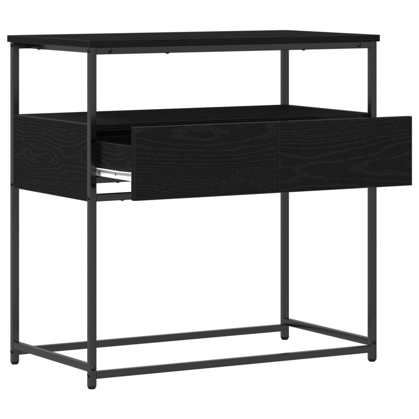 Consolebord Sort Eg 75X40X75 Cm Ingeniørtræ Og Stål