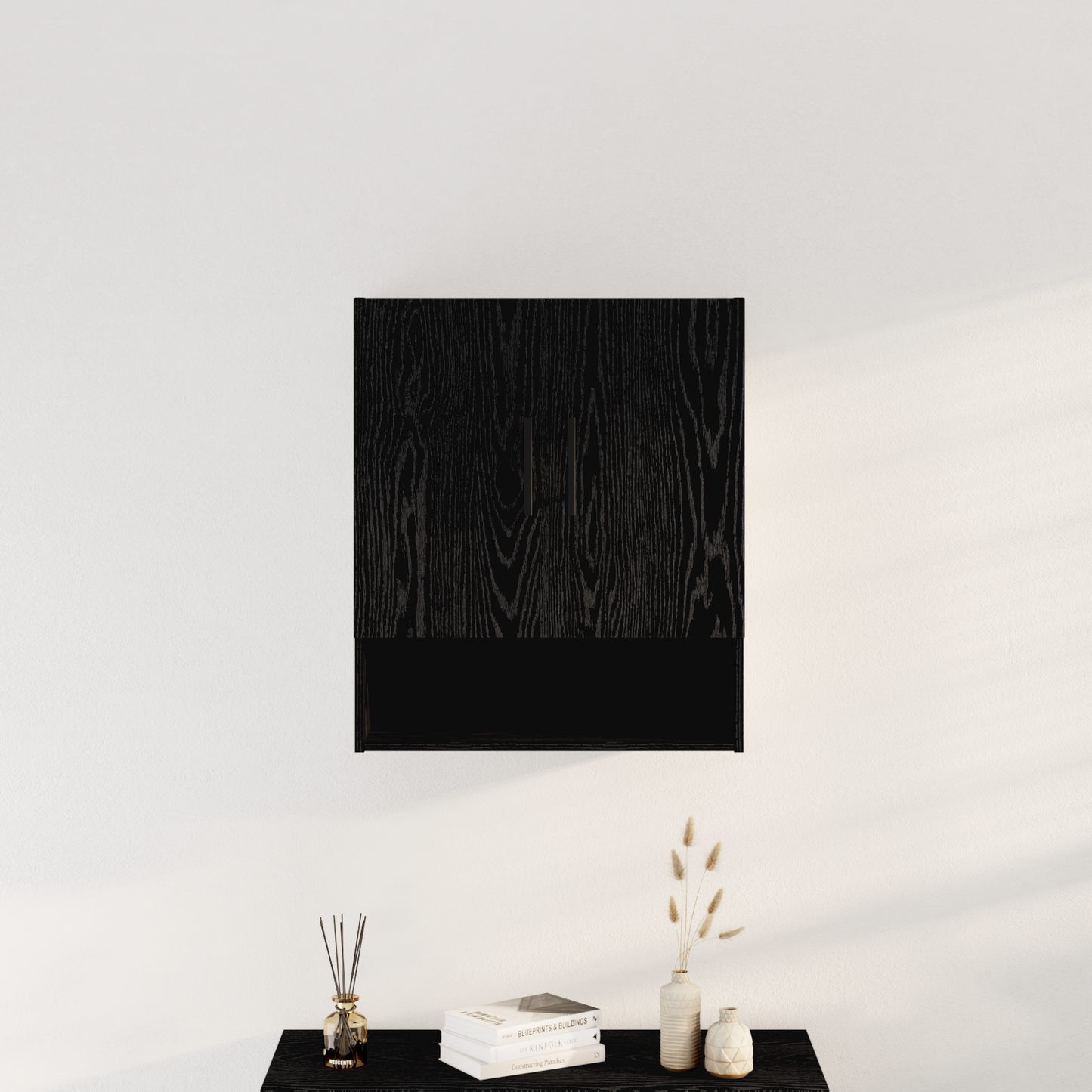 Vægskab Sort Eg 60X31X70 Cm Ingeniørtræ