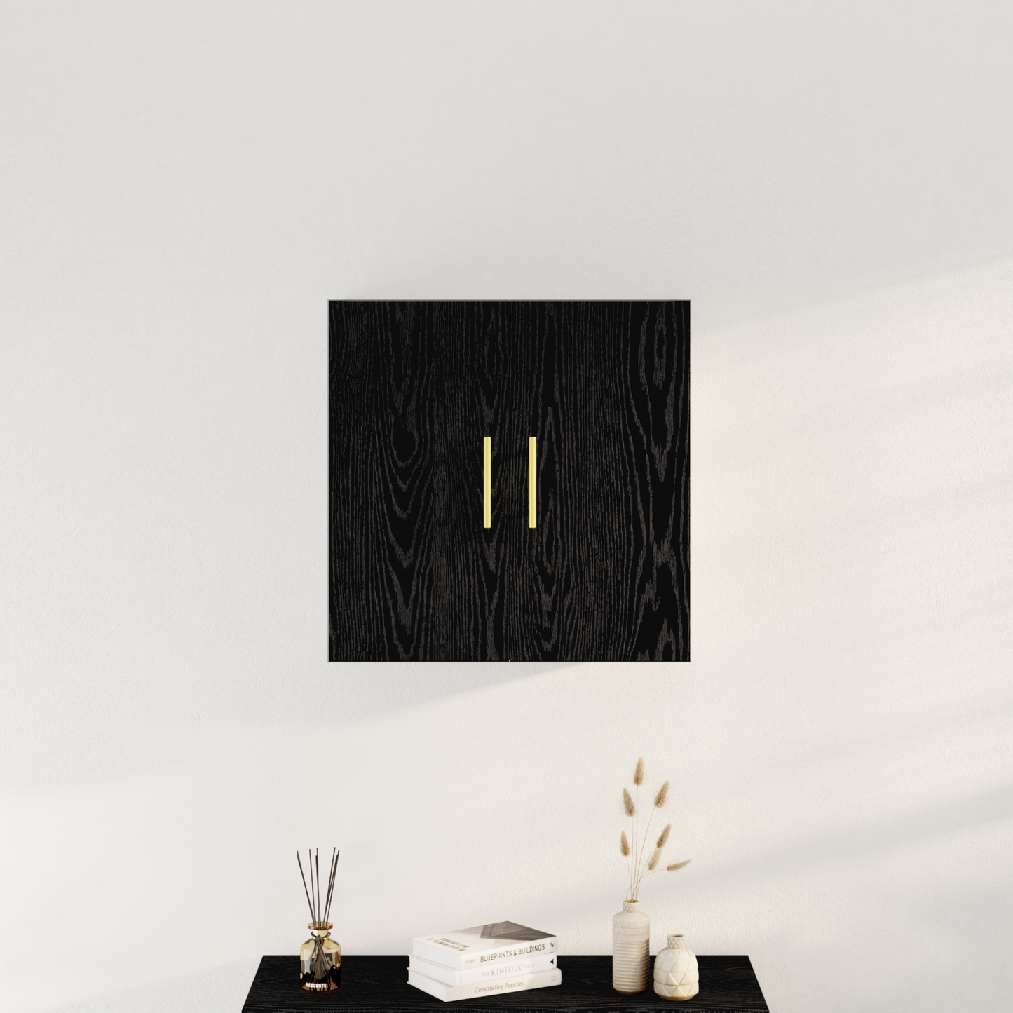 Vægreol Sort Eg 60X31X70 Cm Ingeniørtræ