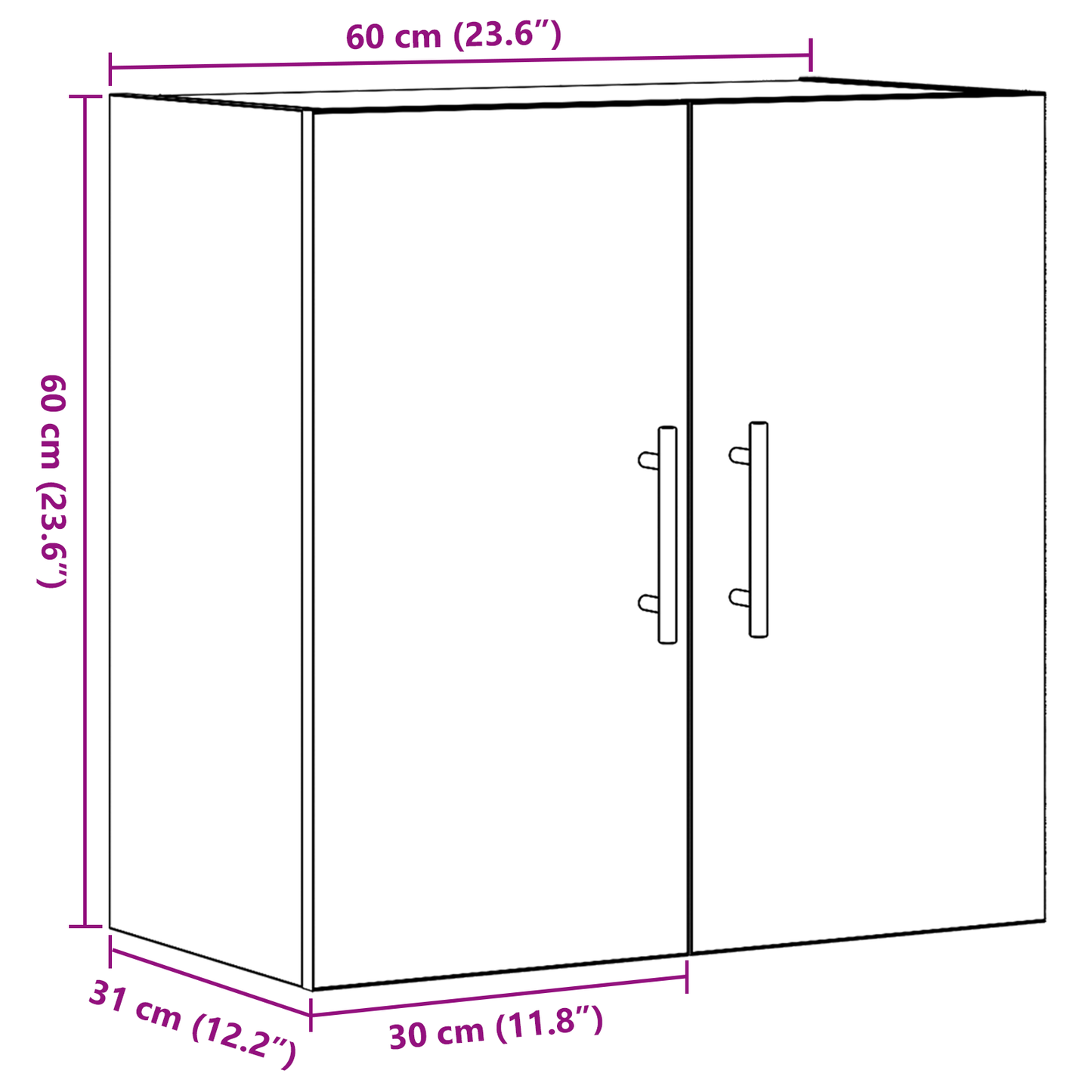 Vægreol Sort Eg 60X31X70 Cm Ingeniørtræ