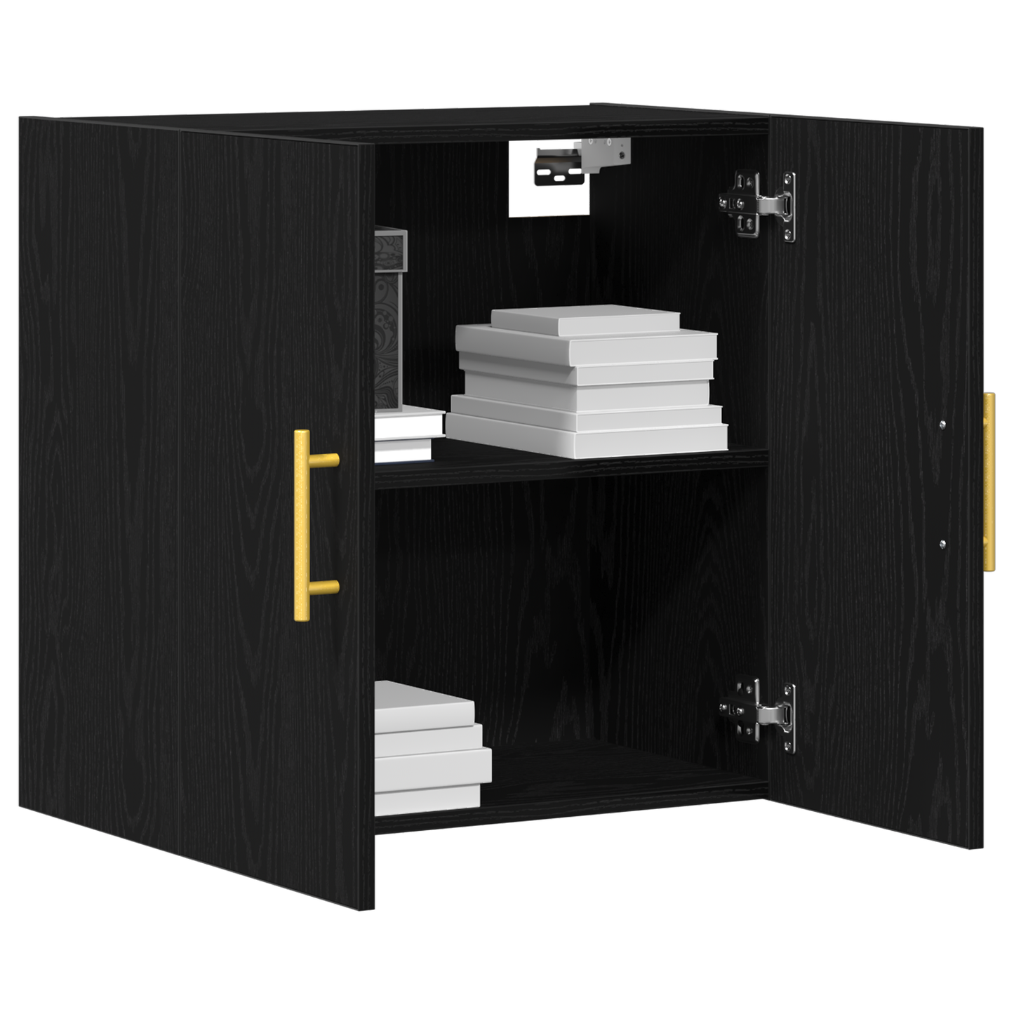 Vægreol Sort Eg 60X31X70 Cm Ingeniørtræ