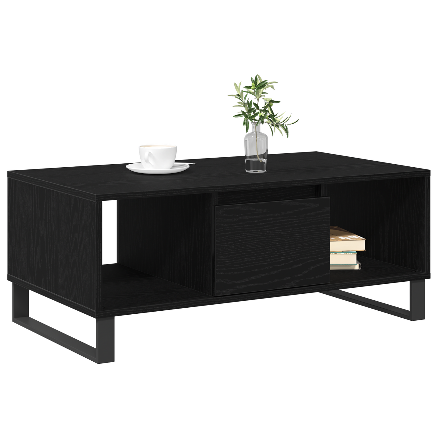 Kaffebord Sort Eg 90X50X36,5 Cm Konstrueret Træ