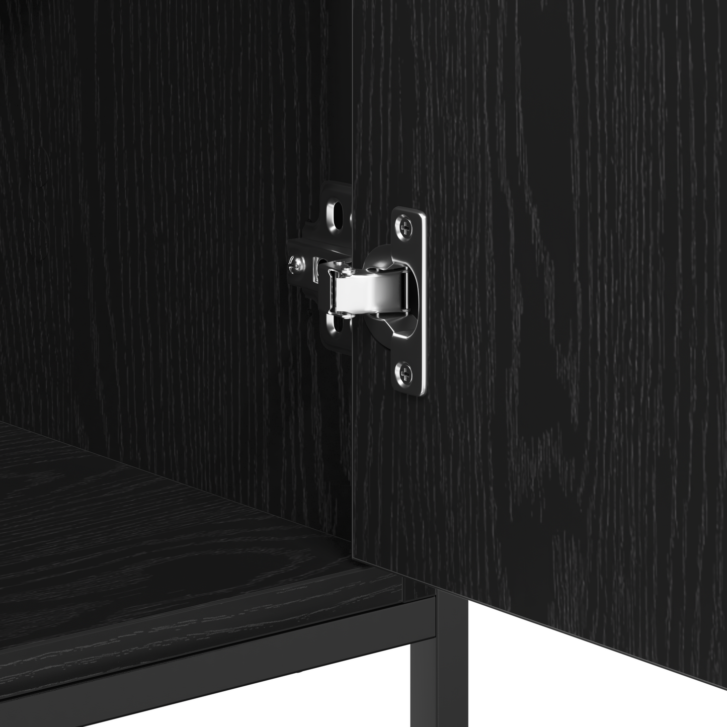 Skænk Sort Eg 69X35X80 Cm Konstrueret Træ Og Stål