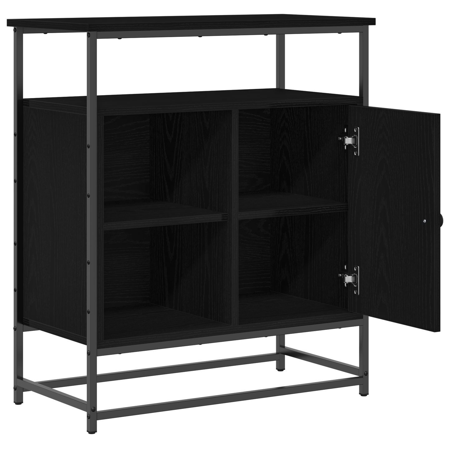 Skænk Sort Eg 69X35X80 Cm Konstrueret Træ Og Stål