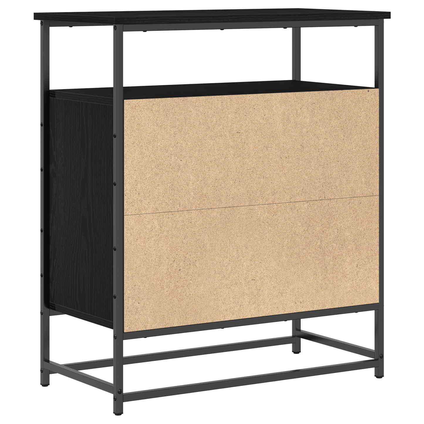 Skænk Sort Eg 69X35X80 Cm Konstrueret Træ Og Stål