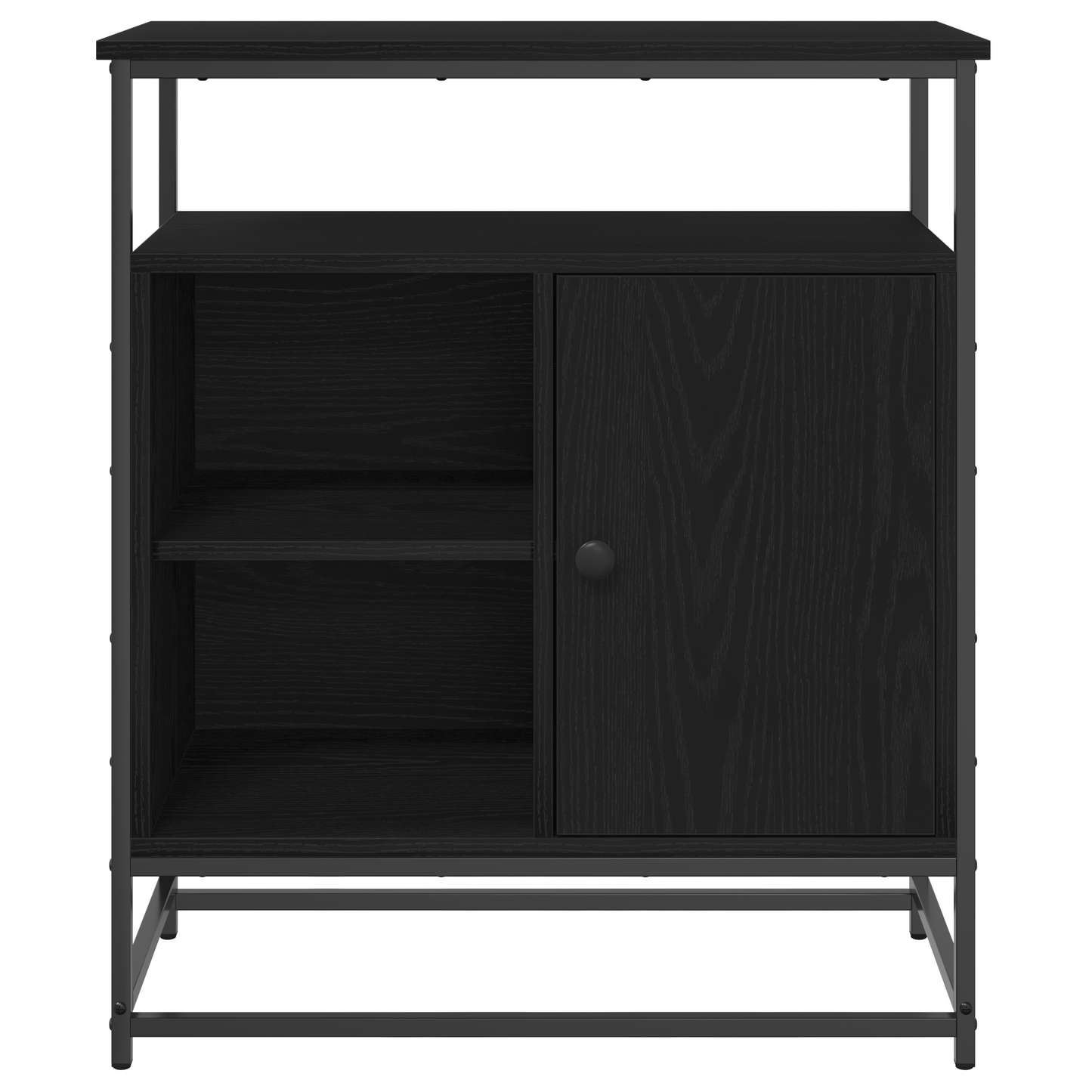 Skænk Sort Eg 69X35X80 Cm Konstrueret Træ Og Stål