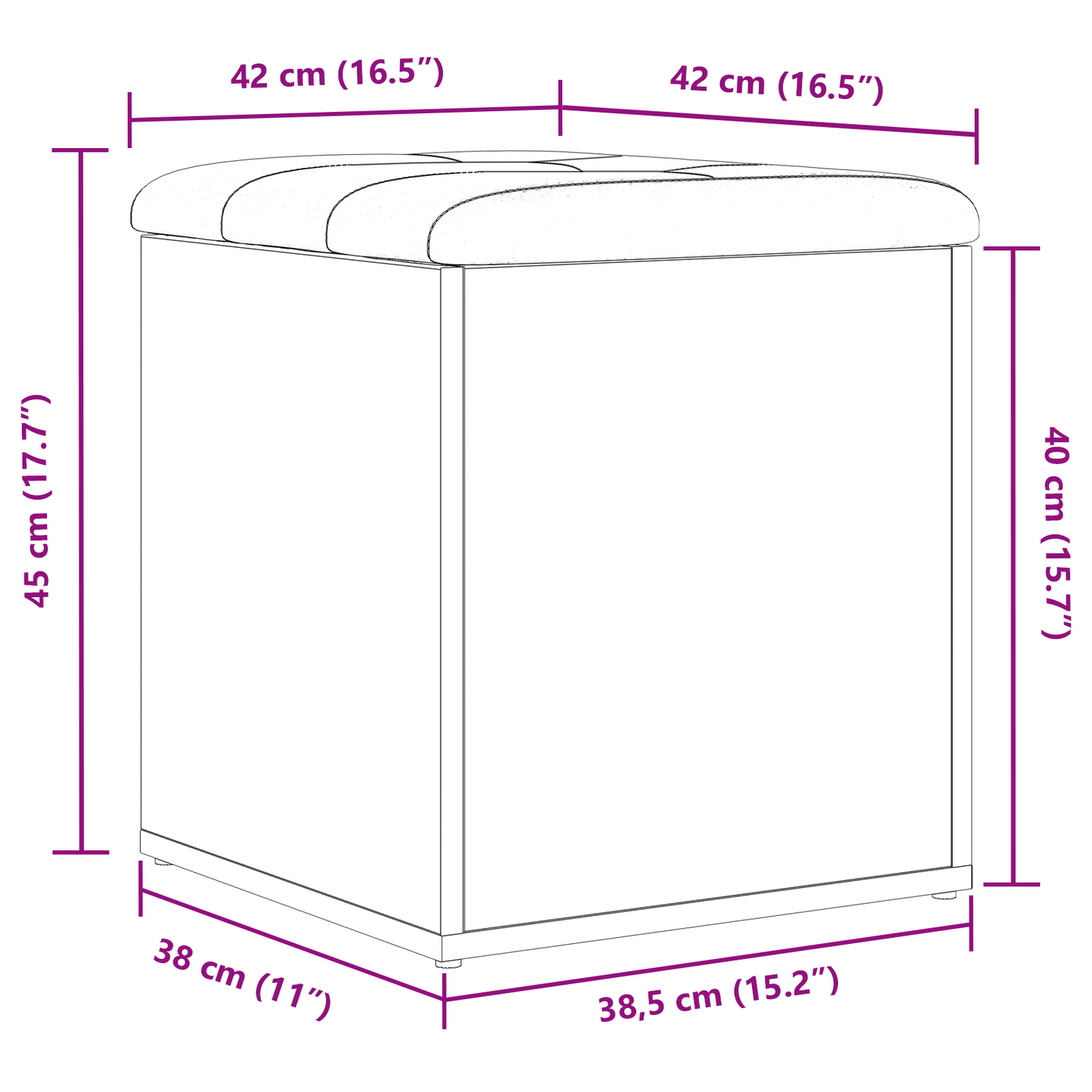 Opbevaringsbænk Med Dør Sort Eg 42 X 42 X 45 Cm Konstrueret Træ