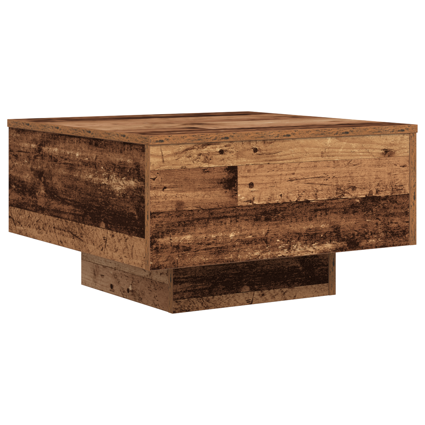Sofabord Med Led-Lys Gammelt Træ 55X55X31 Cm