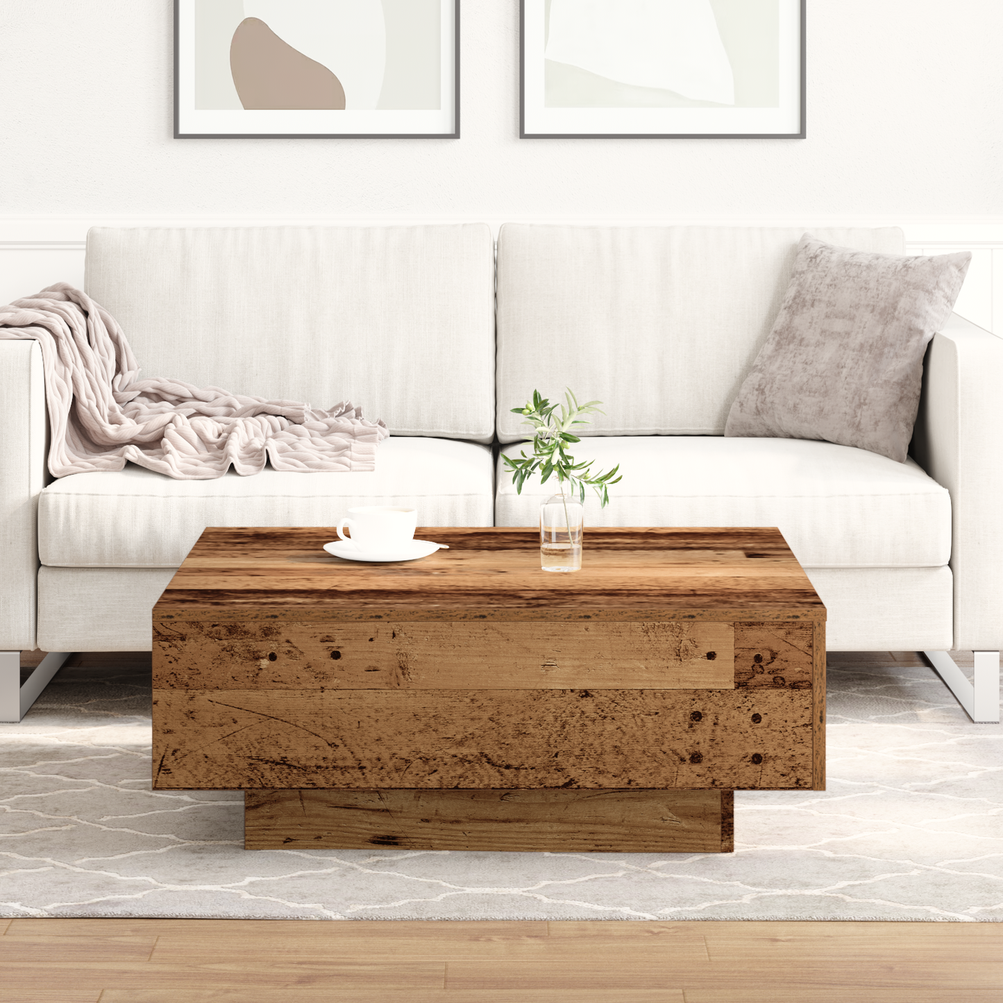 Kaffebord I Gammelt Træ 80X80X31 Cm Ingeniørtræ