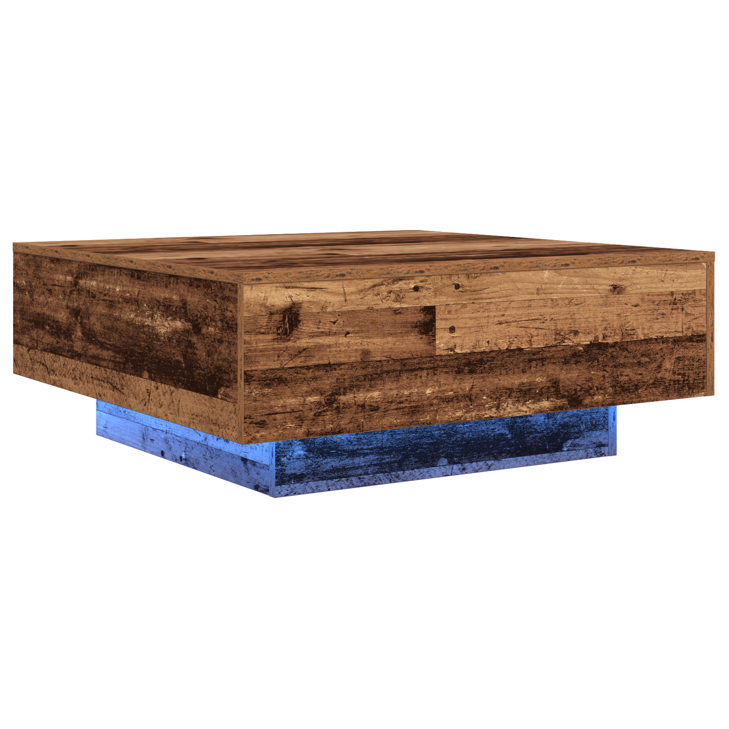 Sofabord Med Led-Lys Gammel Træ 80X80X31 Cm