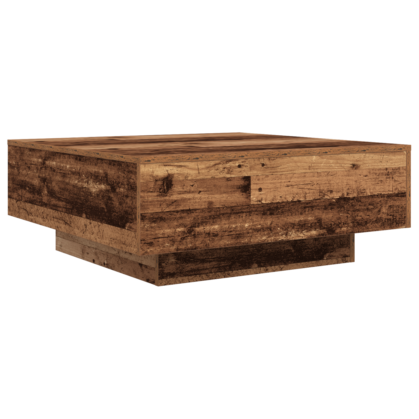 Sofabord Med Led-Lys Gammel Træ 80X80X31 Cm