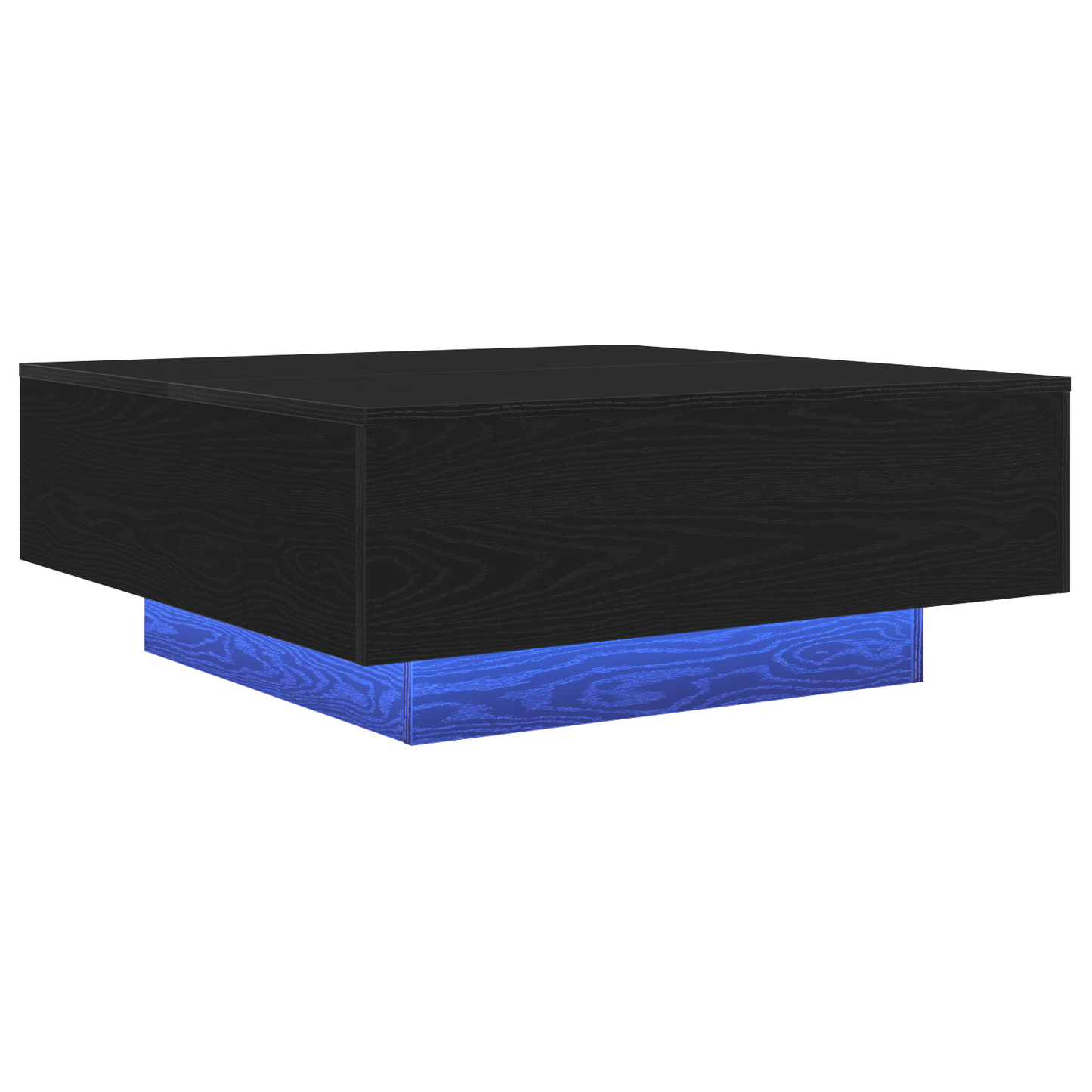Sofabord Med Led-Lys Sort Eg 80X80X31 Cm