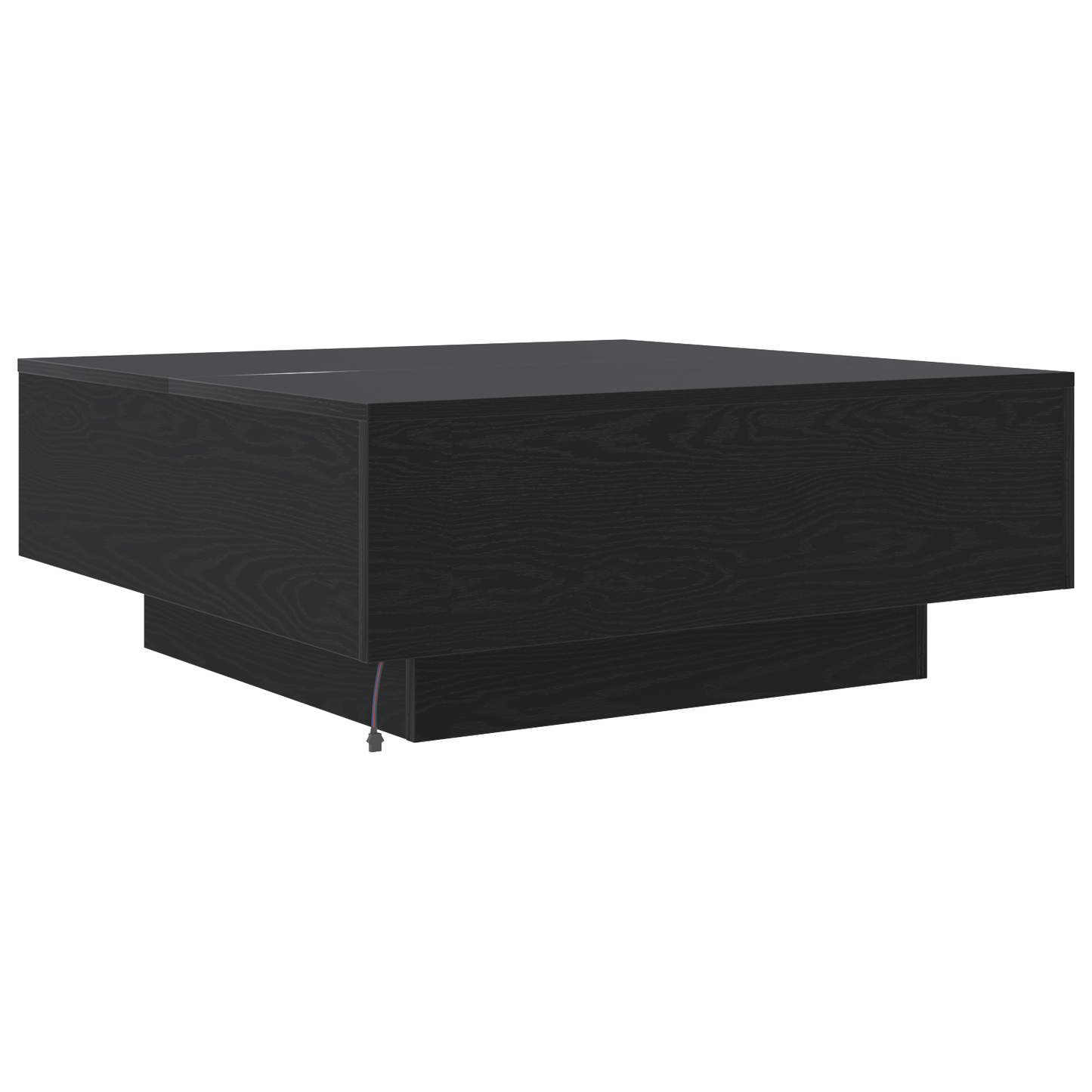 Sofabord Med Led-Lys Sort Eg 80X80X31 Cm