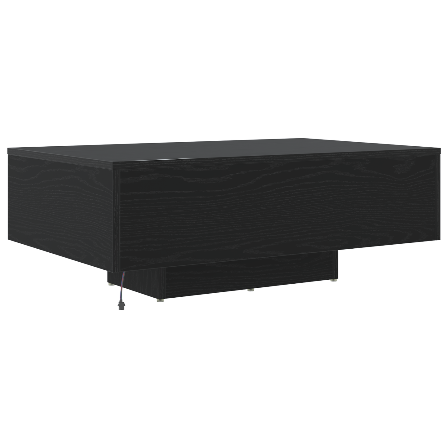 Kaffebord Med Led-Lys Sort Eg 85X55X31 Cm