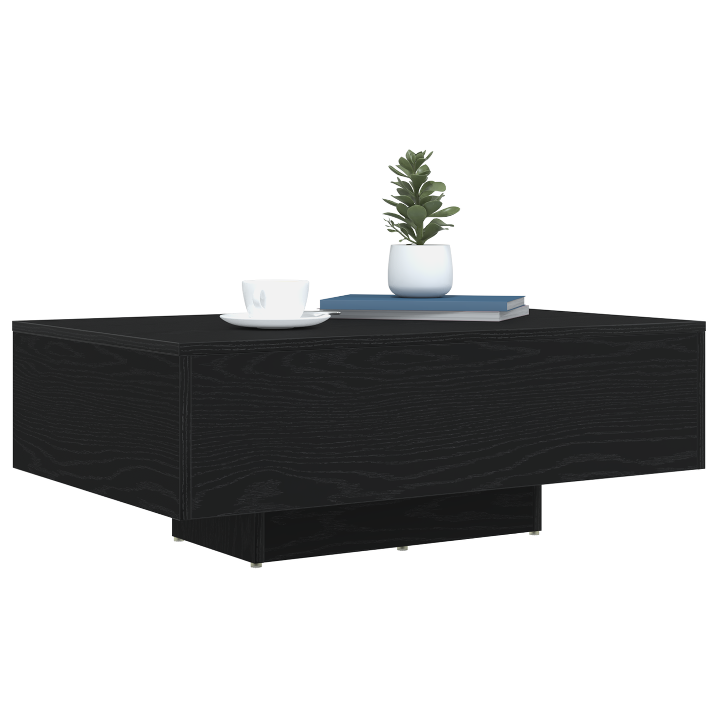 Kaffebord Med Led-Lys Sort Eg 85X55X31 Cm