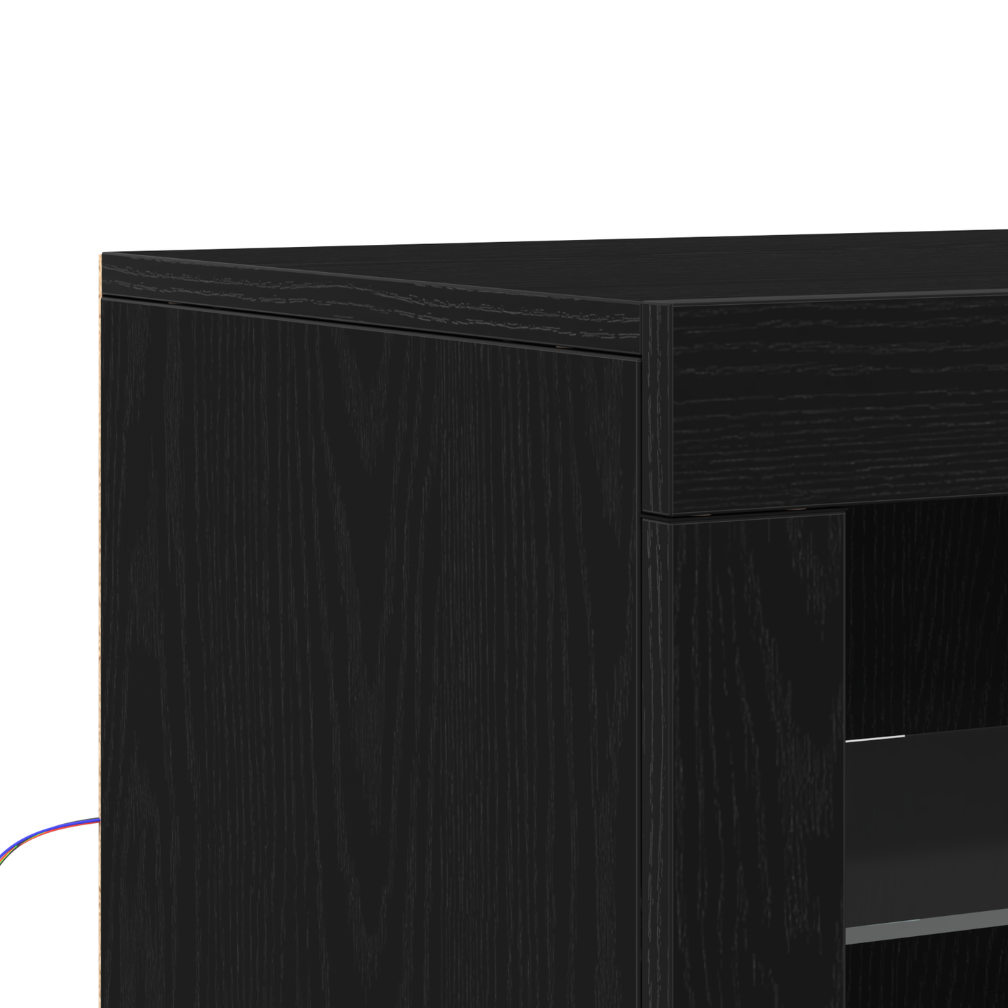 Sideboard Med Led Lys Sort Eg 60,5X37X100 Cm