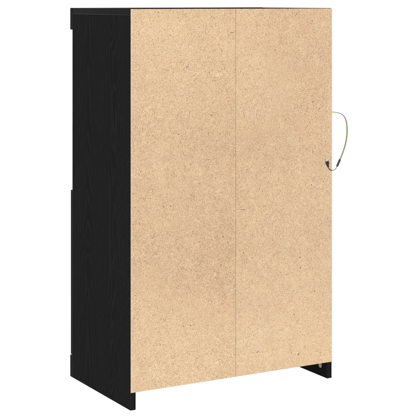 Sideboard Med Led Lys Sort Eg 60,5X37X100 Cm
