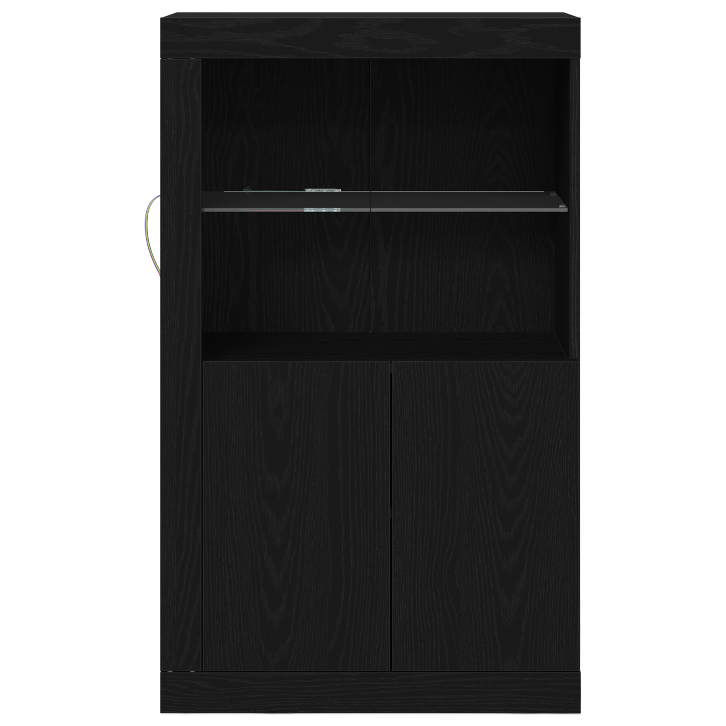 Sideboard Med Led Lys Sort Eg 60,5X37X100 Cm