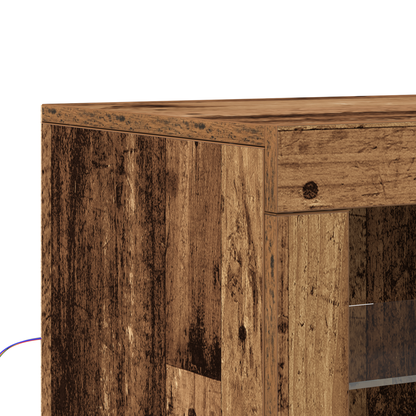 Sideboard Med Led Lys I Gammelt Træ 41X37X67 Cm