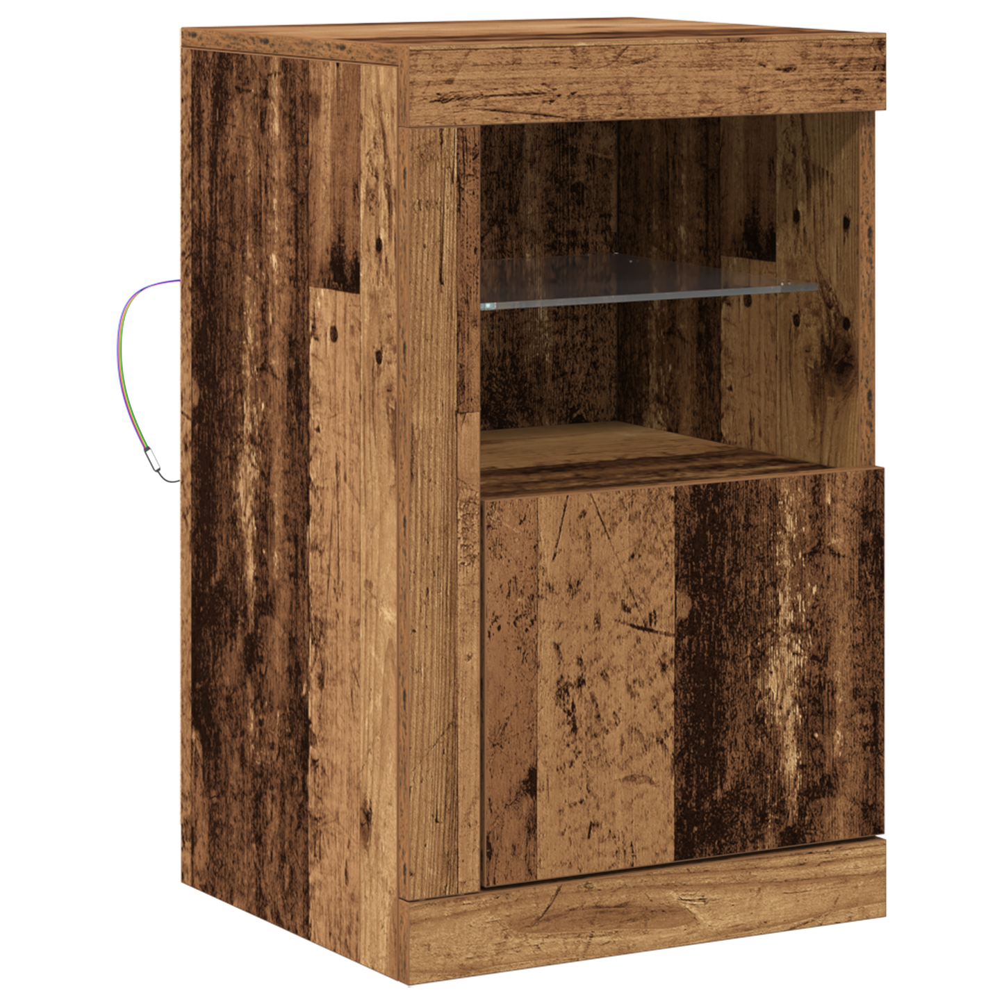 Sideboard Med Led Lys I Gammelt Træ 41X37X67 Cm