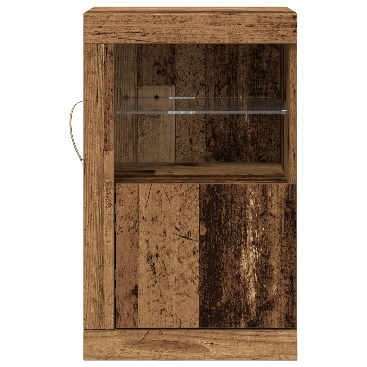 Sideboard Med Led Lys I Gammelt Træ 41X37X67 Cm