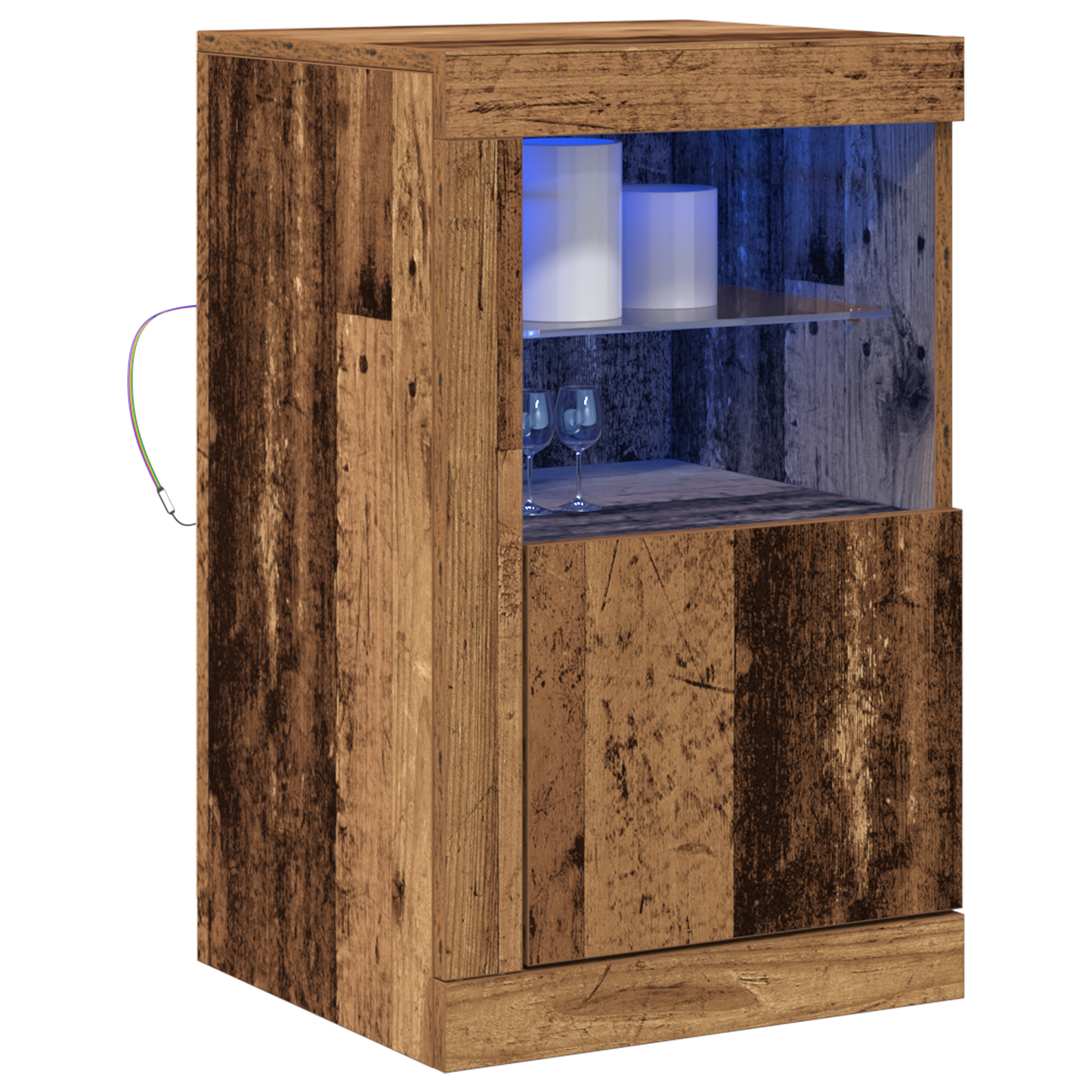 Sideboard Med Led Lys I Gammelt Træ 41X37X67 Cm