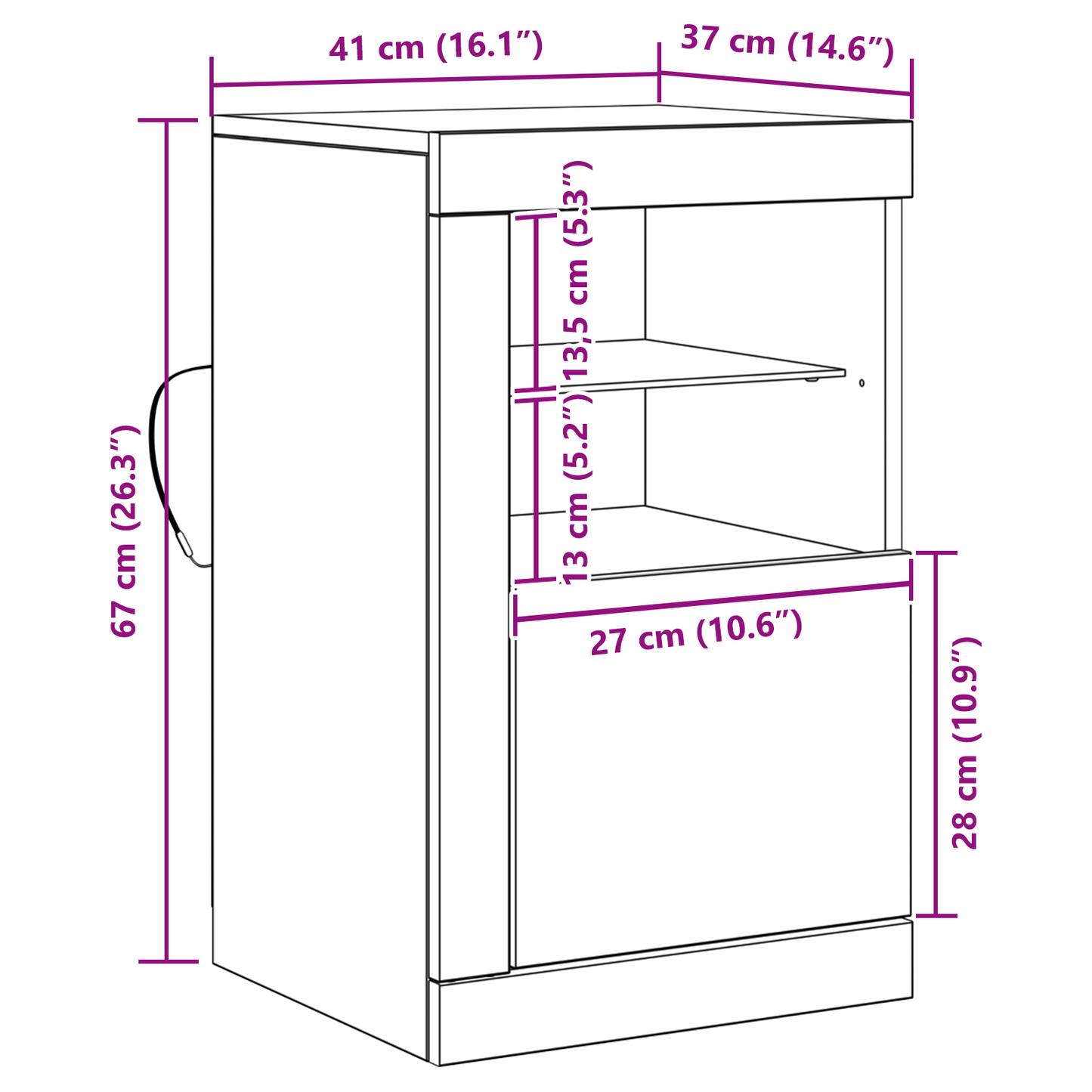 Sideboard Med Led-Lys Artisan Eg 41X37X67 Cm
