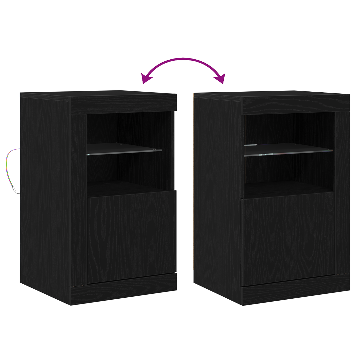 Skab Med Led Lyskilder Sort Eg 41X37X67 Cm