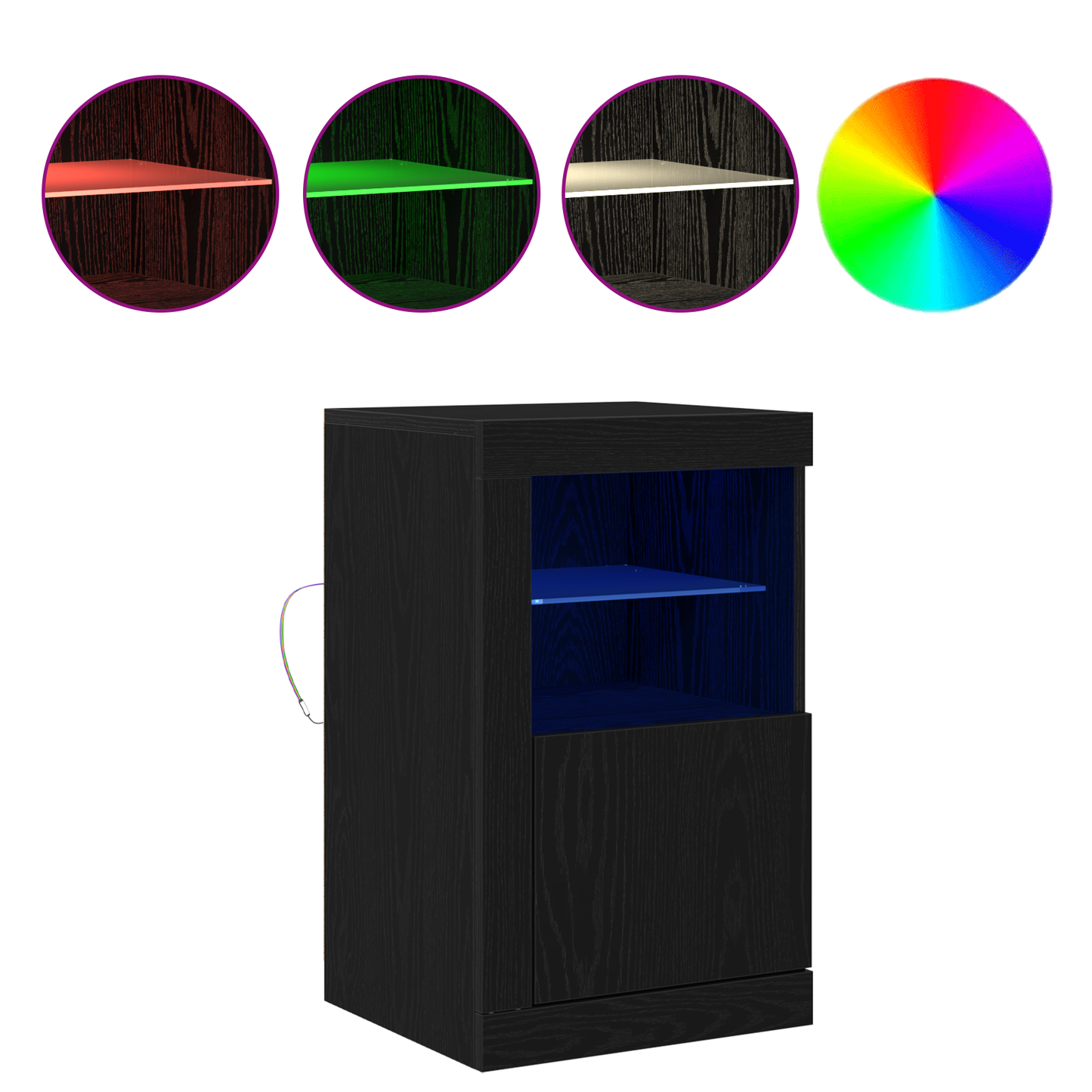 Skab Med Led Lyskilder Sort Eg 41X37X67 Cm